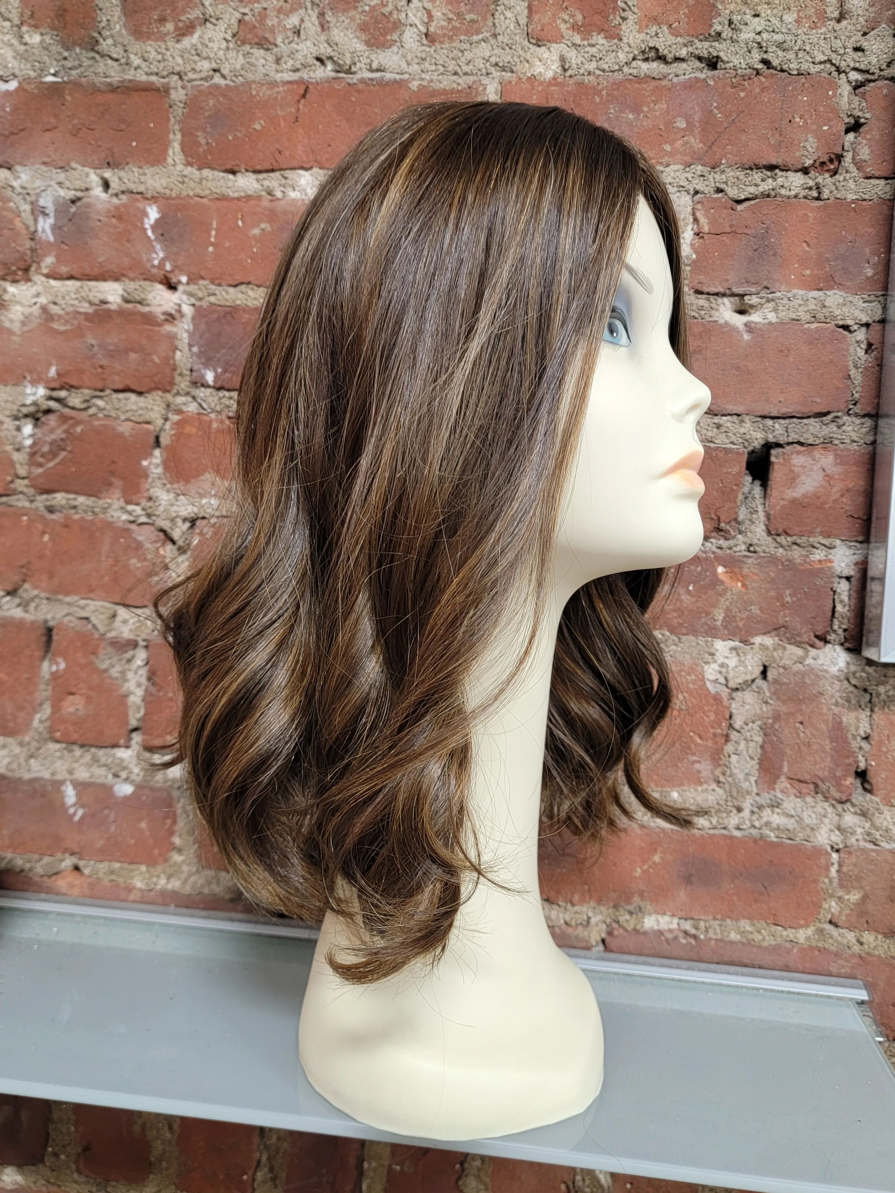 100% EUROPEAN VIRGIN NATURAL HUMAN HAIR WIG LIGHT BROWN 16''