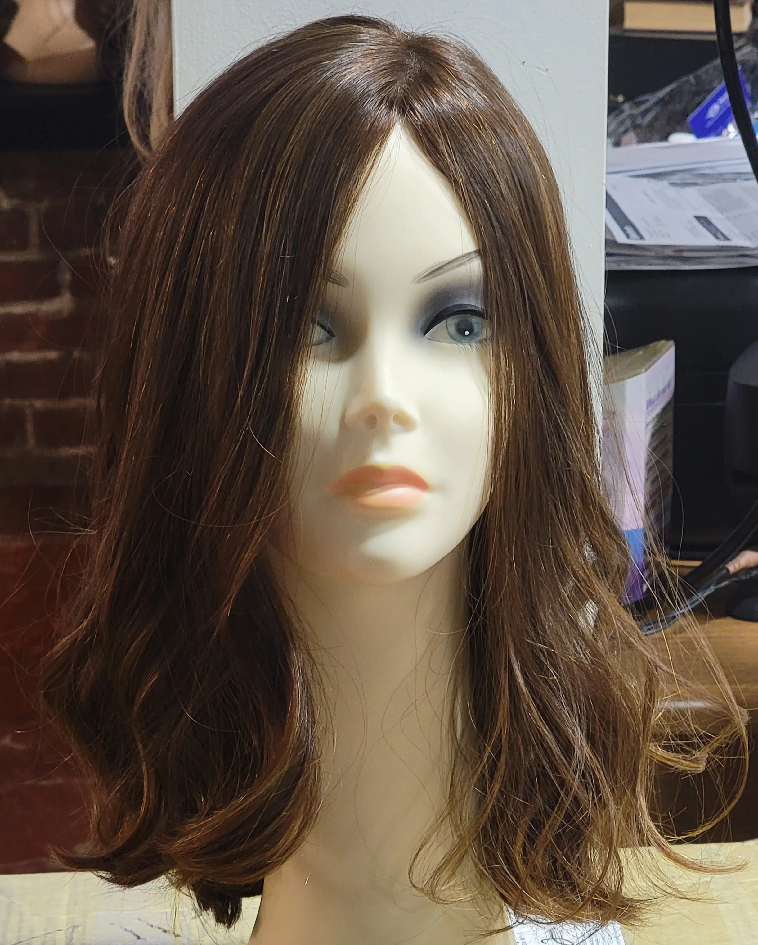 100% EUROPEAN VIRGIN NATURAL HUMAN HAIR WIG LIGHT BROWN 16''