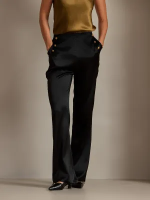 19Momme Silk Fitted Button Pockets Suit Pants