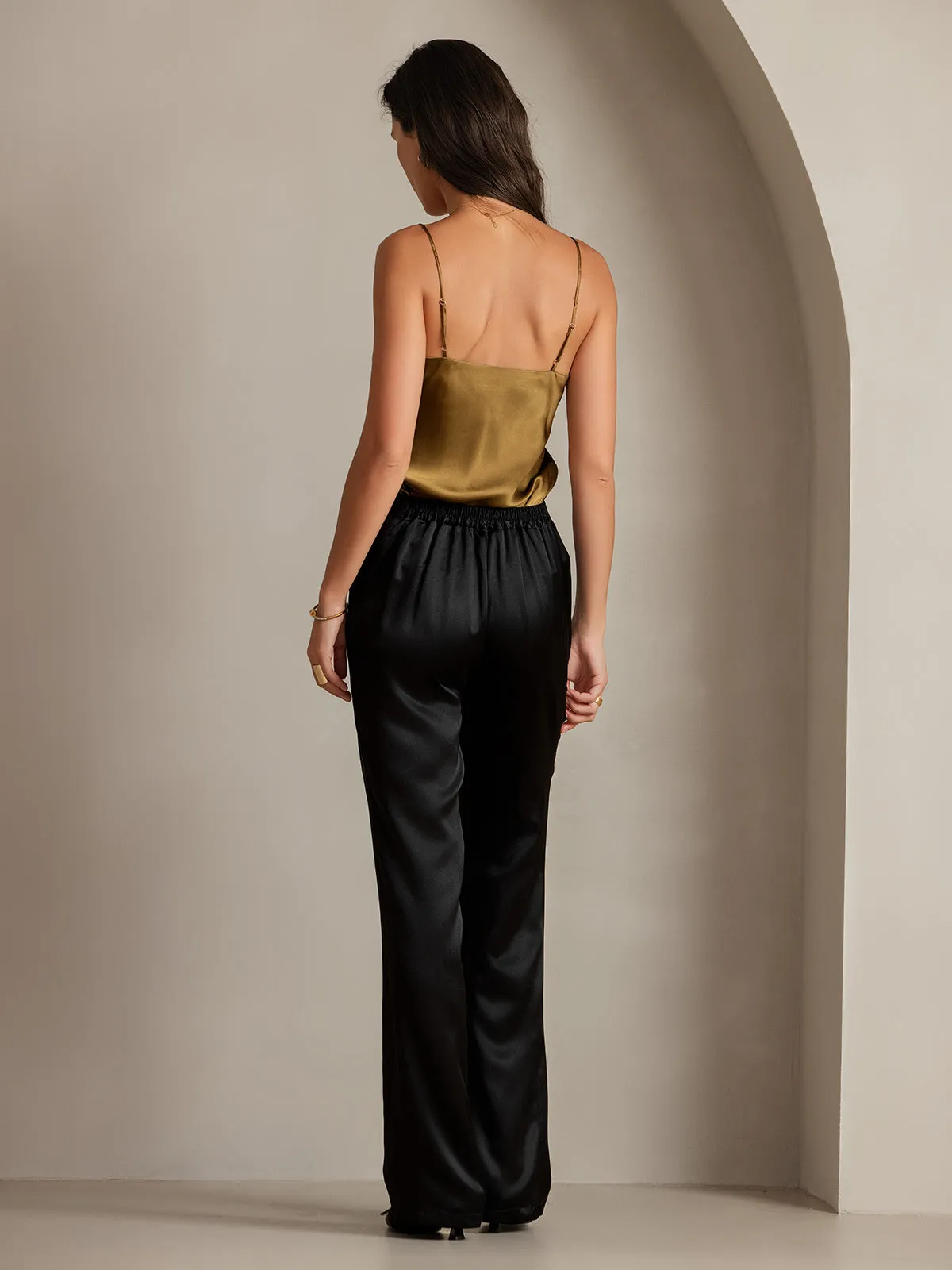 19Momme Silk Fitted Button Pockets Suit Pants