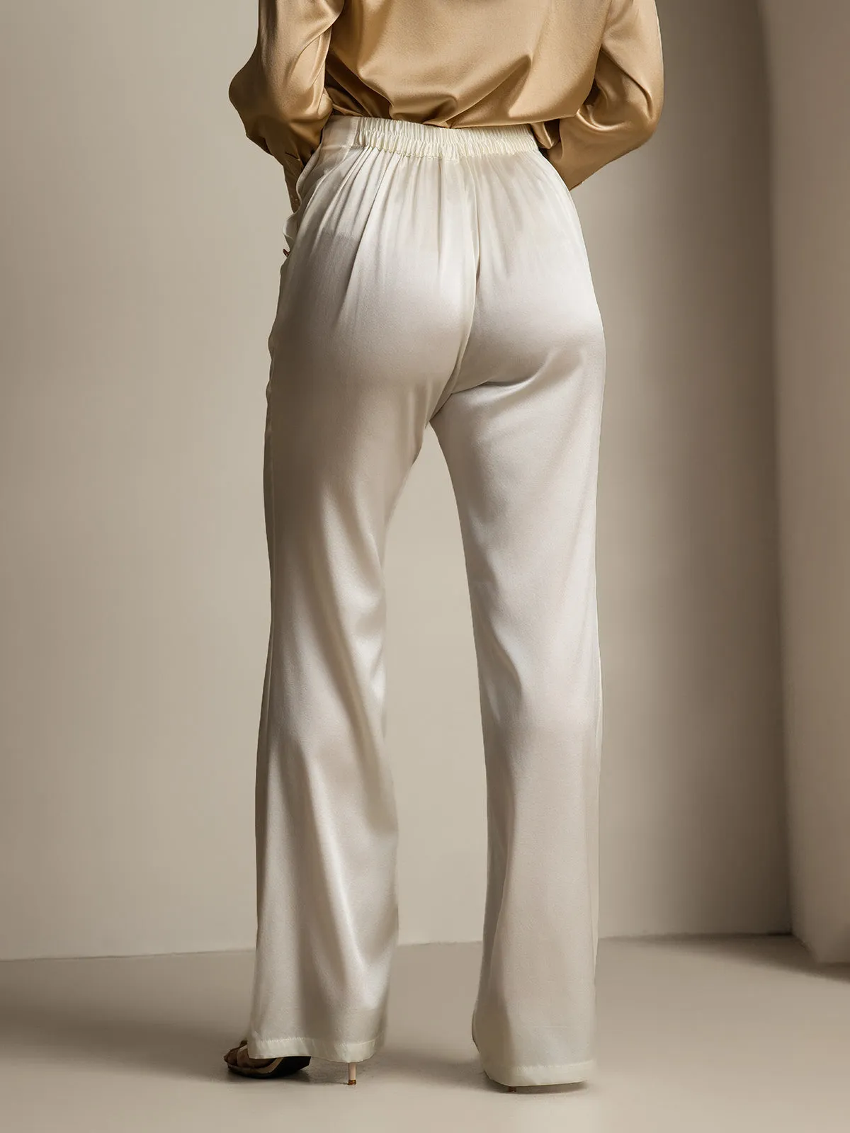 19Momme Silk Fitted Button Pockets Suit Pants