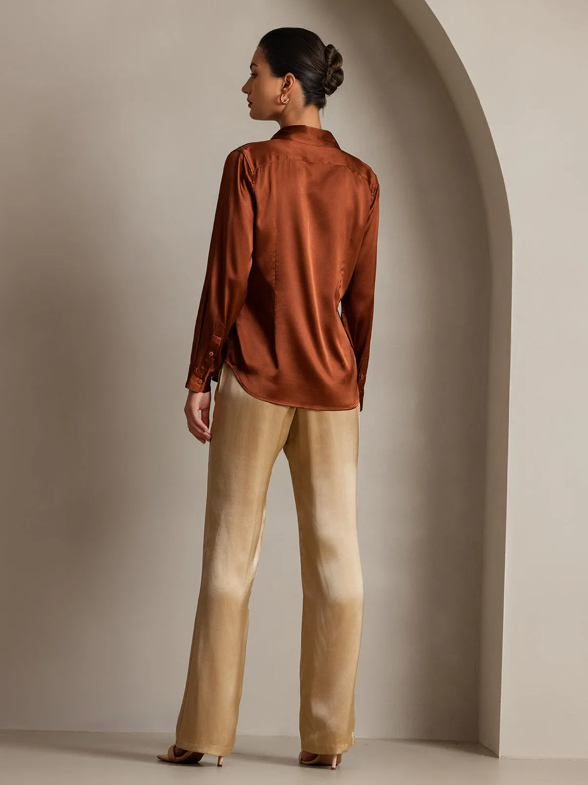 19Momme Silk Fitted Button Pockets Suit Pants