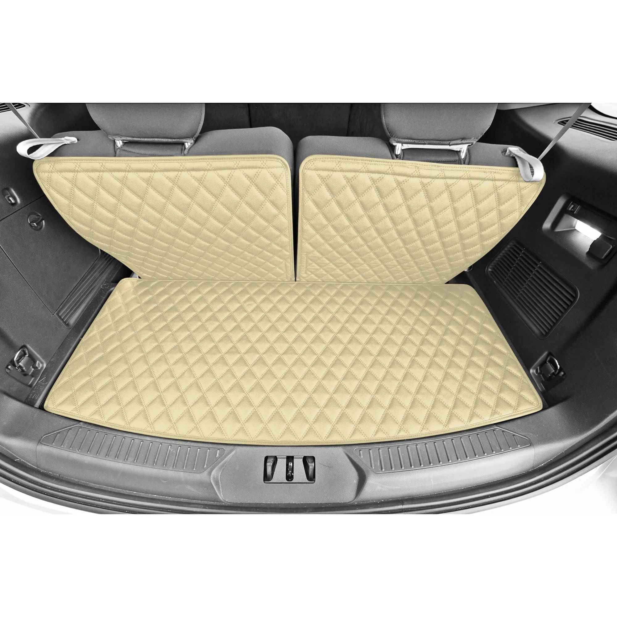 2020-2022 Ford Explorer Faux Leather Custom Fit Trunk Mats - Beige