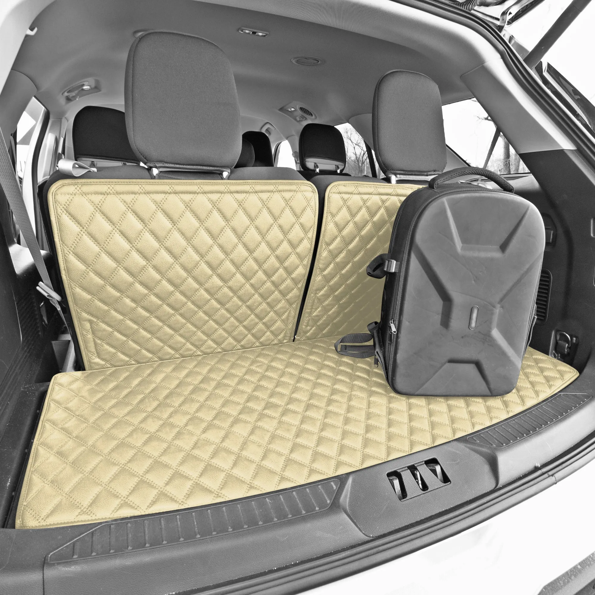 2020-2022 Ford Explorer Faux Leather Custom Fit Trunk Mats - Beige