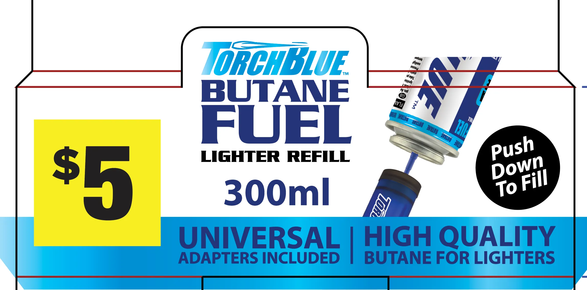 300ML Bulk Torch Blue Butane Refill - 8 Pieces Per Retail Ready Display 41737