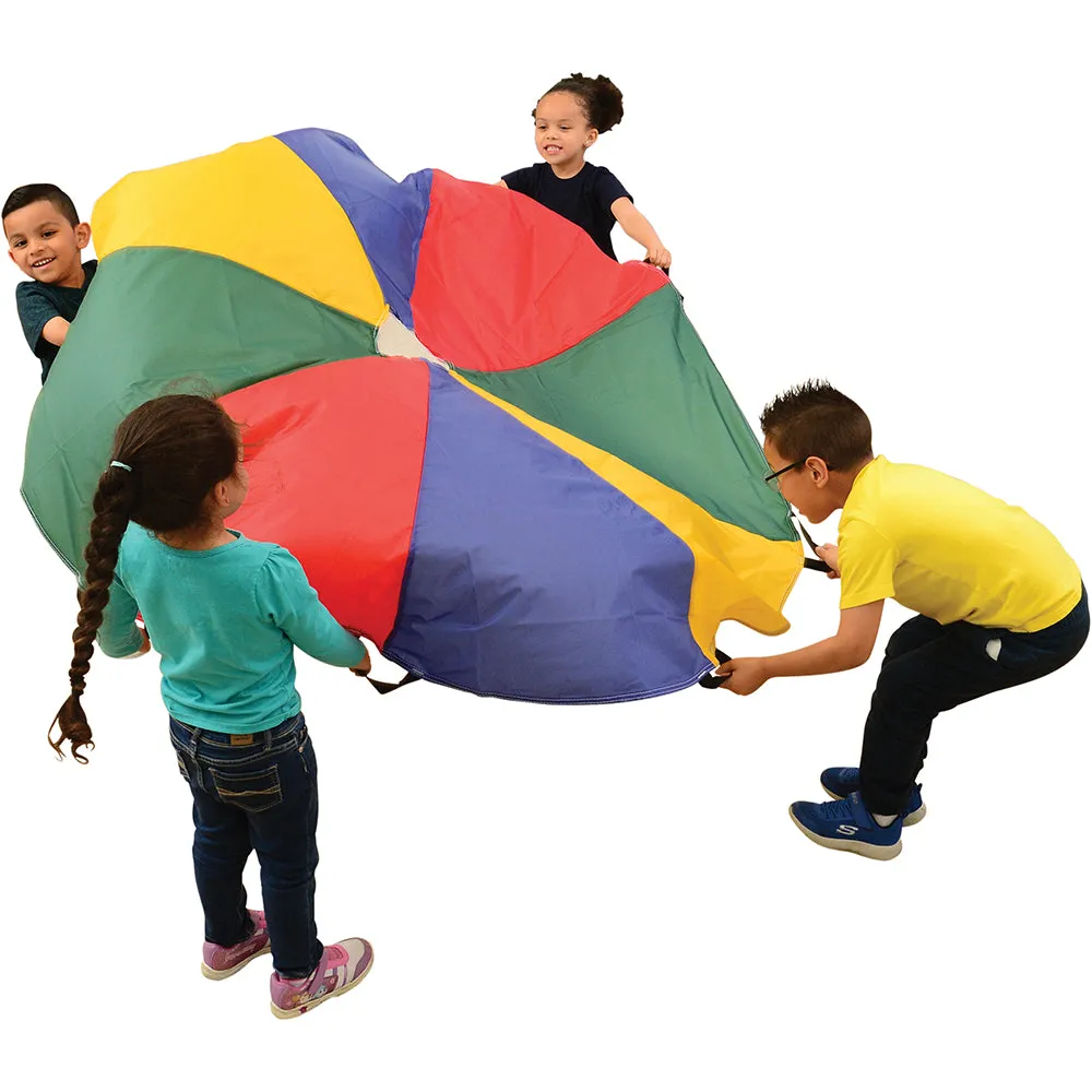 6 Ft "No Rip" Kids Parachute | Multicolor Durable Nylon with Handles & Storage Bag