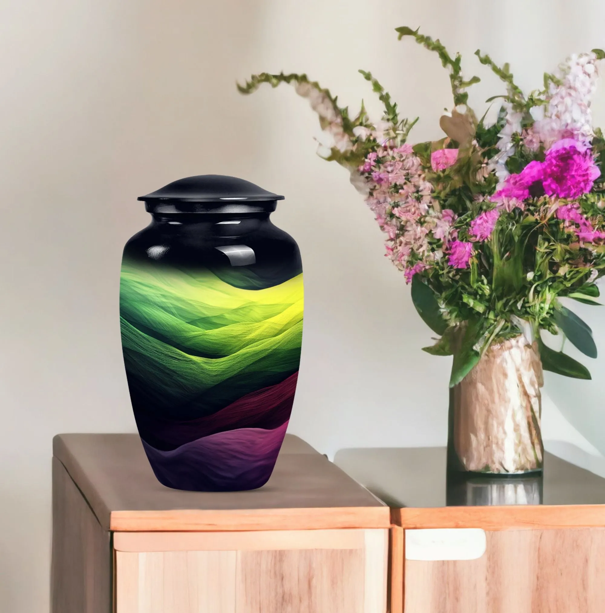 Abstract Remembrance: Embraced Memorial Urn For Ashes
