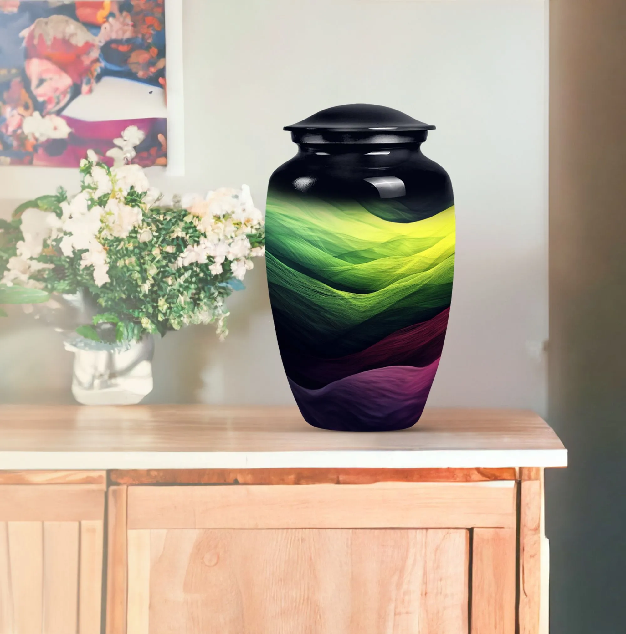 Abstract Remembrance: Embraced Memorial Urn For Ashes