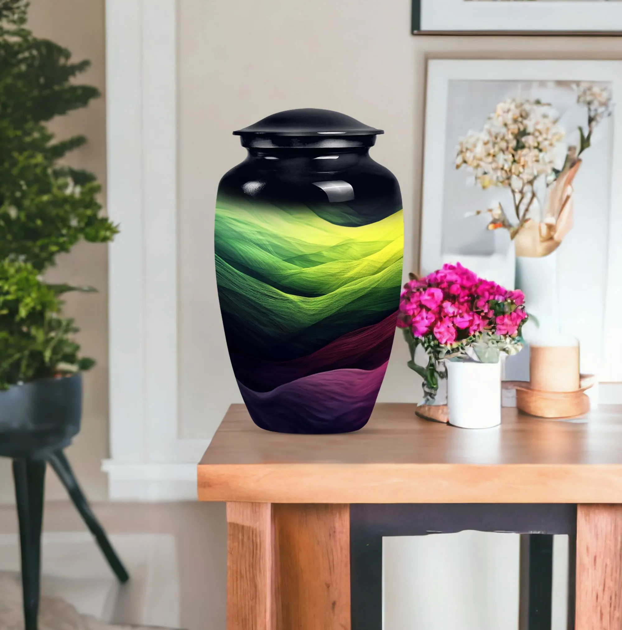 Abstract Remembrance: Embraced Memorial Urn For Ashes