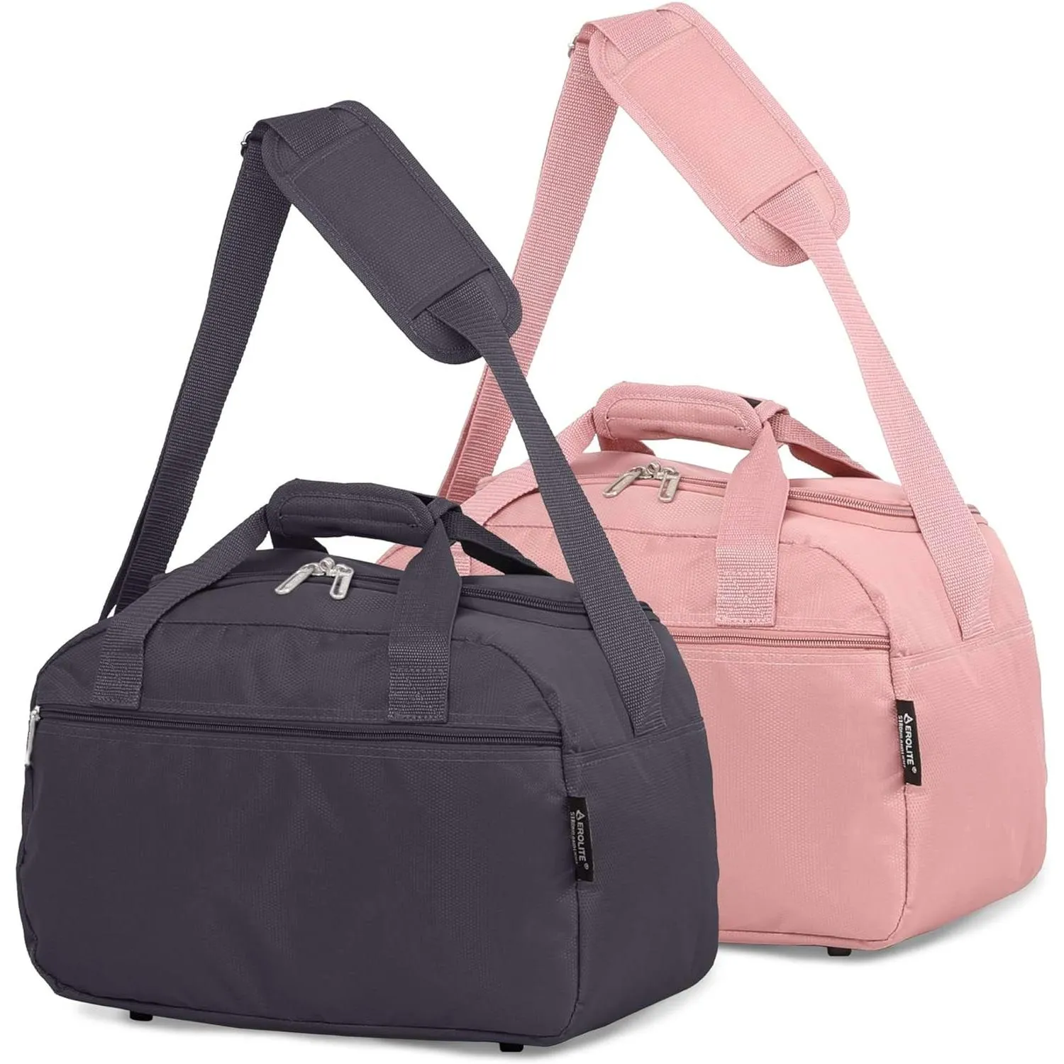 Aerolite Ryanair 40x20x25cm Cabin Bags with 5 Year Guarantee Maximum Size Carry On Premium Bag Holdall Small Lightweight Cabin Luggage Under seat Flight Travel Duffel Bag, Set of 2