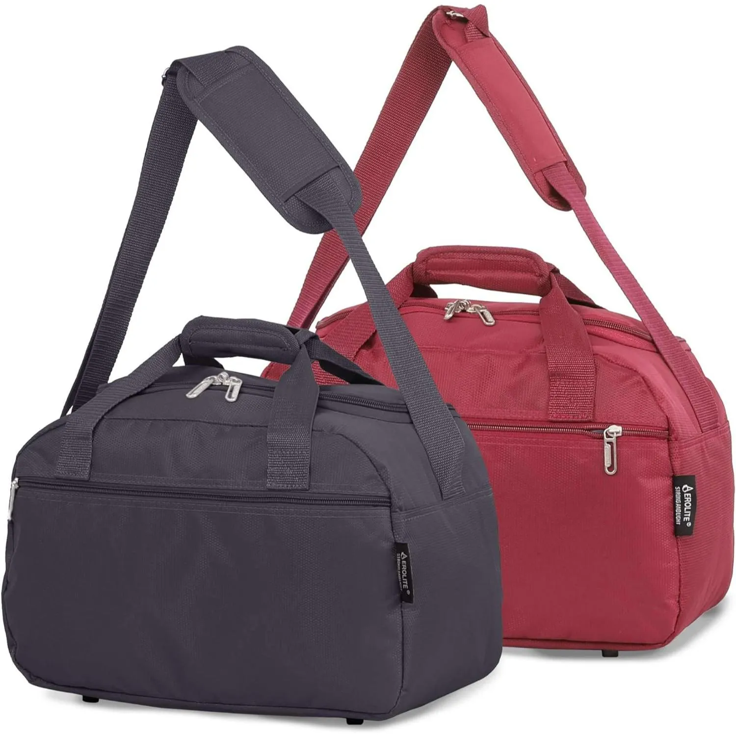 Aerolite Ryanair 40x20x25cm Cabin Bags with 5 Year Guarantee Maximum Size Carry On Premium Bag Holdall Small Lightweight Cabin Luggage Under seat Flight Travel Duffel Bag, Set of 2