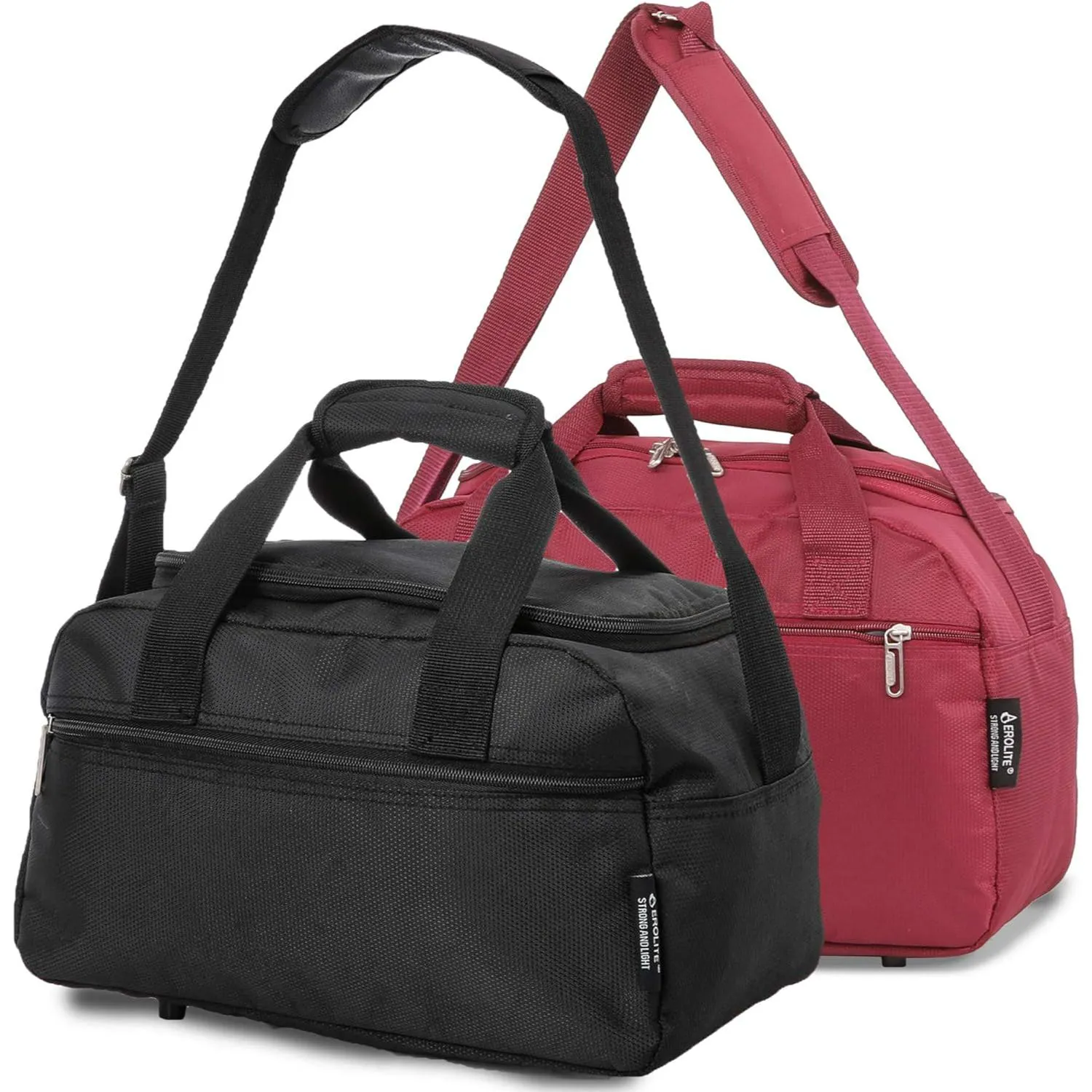 Aerolite Ryanair 40x20x25cm Cabin Bags with 5 Year Guarantee Maximum Size Carry On Premium Bag Holdall Small Lightweight Cabin Luggage Under seat Flight Travel Duffel Bag, Set of 2
