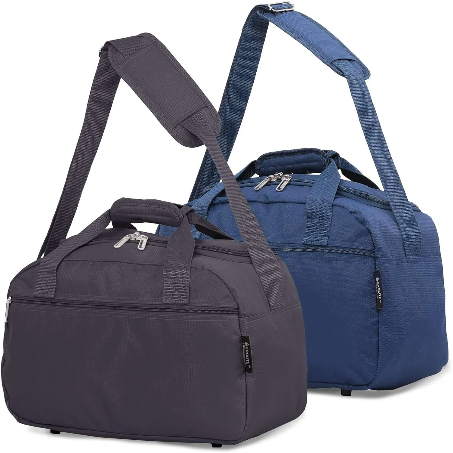 Aerolite Ryanair 40x20x25cm Cabin Bags with 5 Year Guarantee Maximum Size Carry On Premium Bag Holdall Small Lightweight Cabin Luggage Under seat Flight Travel Duffel Bag, Set of 2
