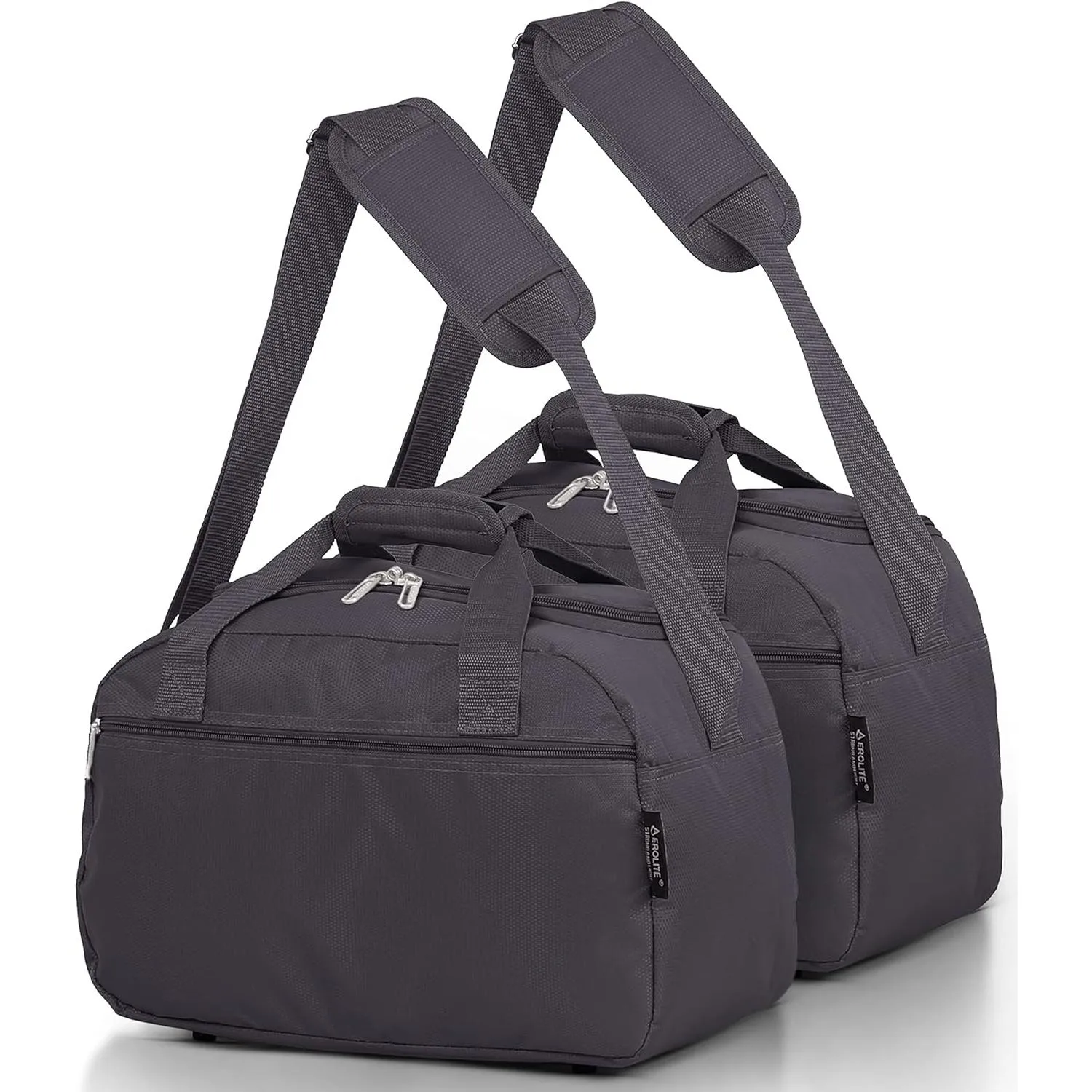 Aerolite Ryanair 40x20x25cm Cabin Bags with 5 Year Guarantee Maximum Size Carry On Premium Bag Holdall Small Lightweight Cabin Luggage Under seat Flight Travel Duffel Bag, Set of 2