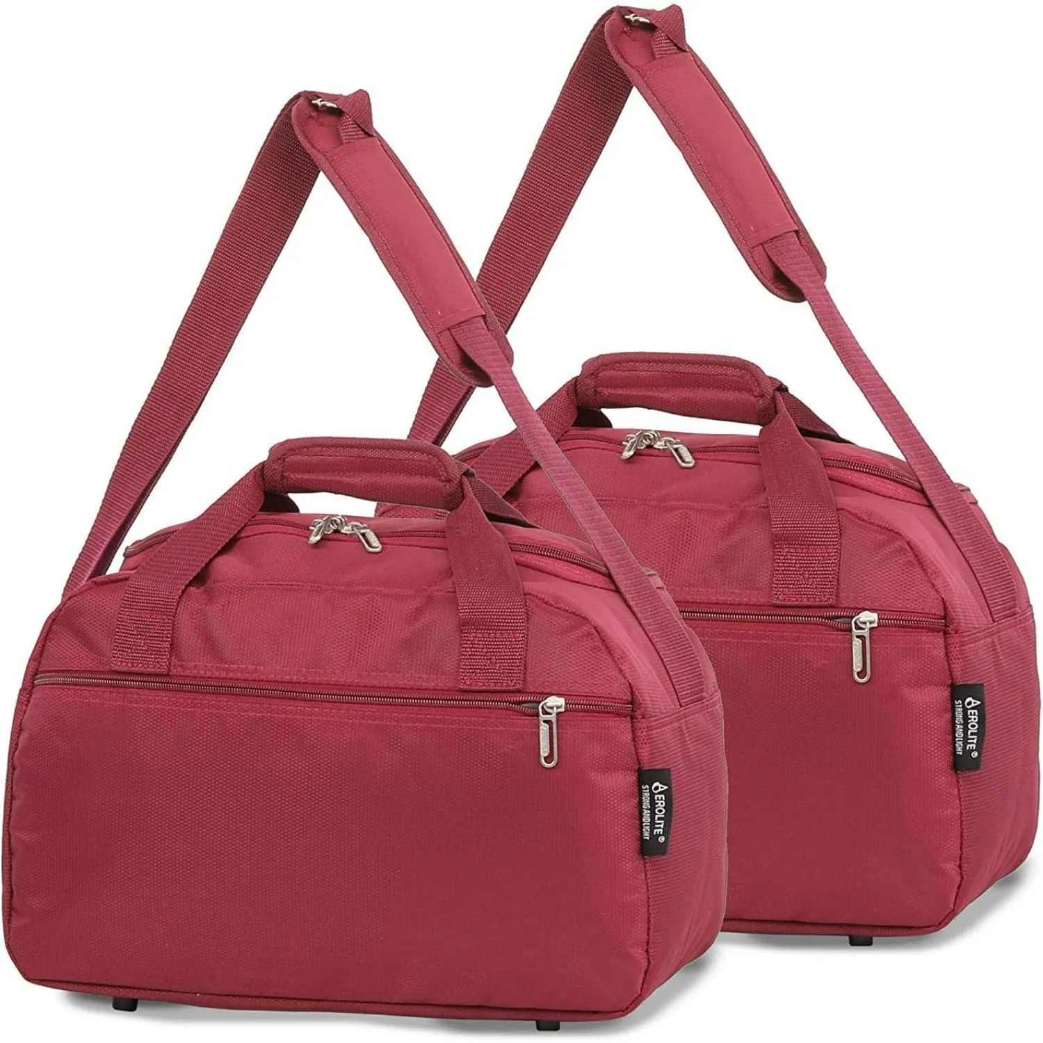Aerolite Ryanair 40x20x25cm Cabin Bags with 5 Year Guarantee Maximum Size Carry On Premium Bag Holdall Small Lightweight Cabin Luggage Under seat Flight Travel Duffel Bag, Set of 2