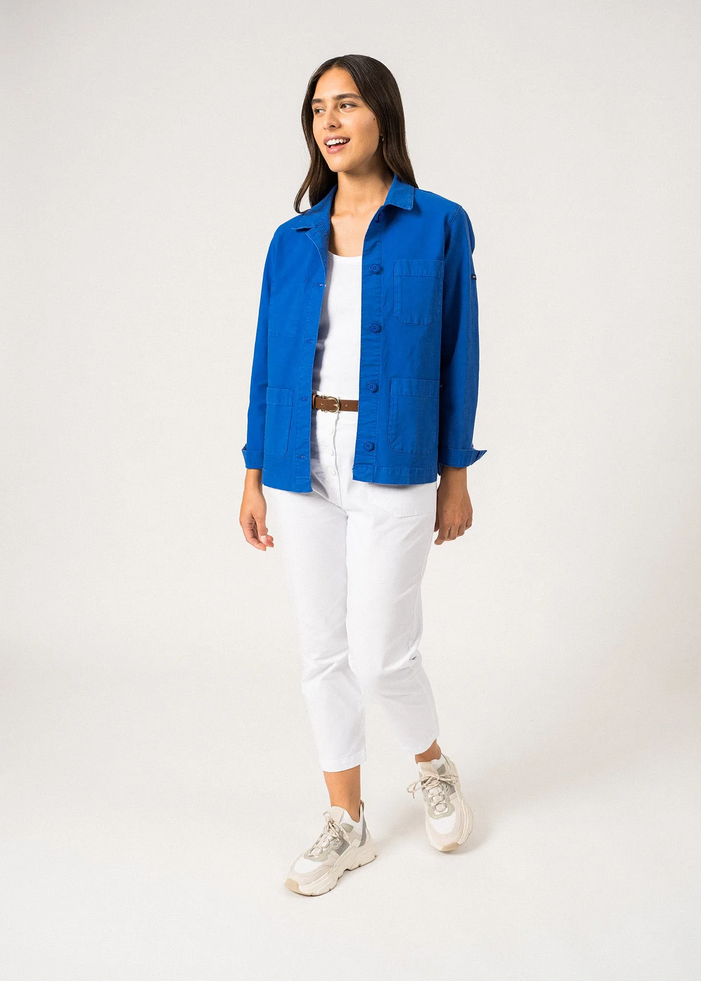 ALIZE - French Chore Jacket for Women | Workwear Cotton Canvas (MER BLUE)
