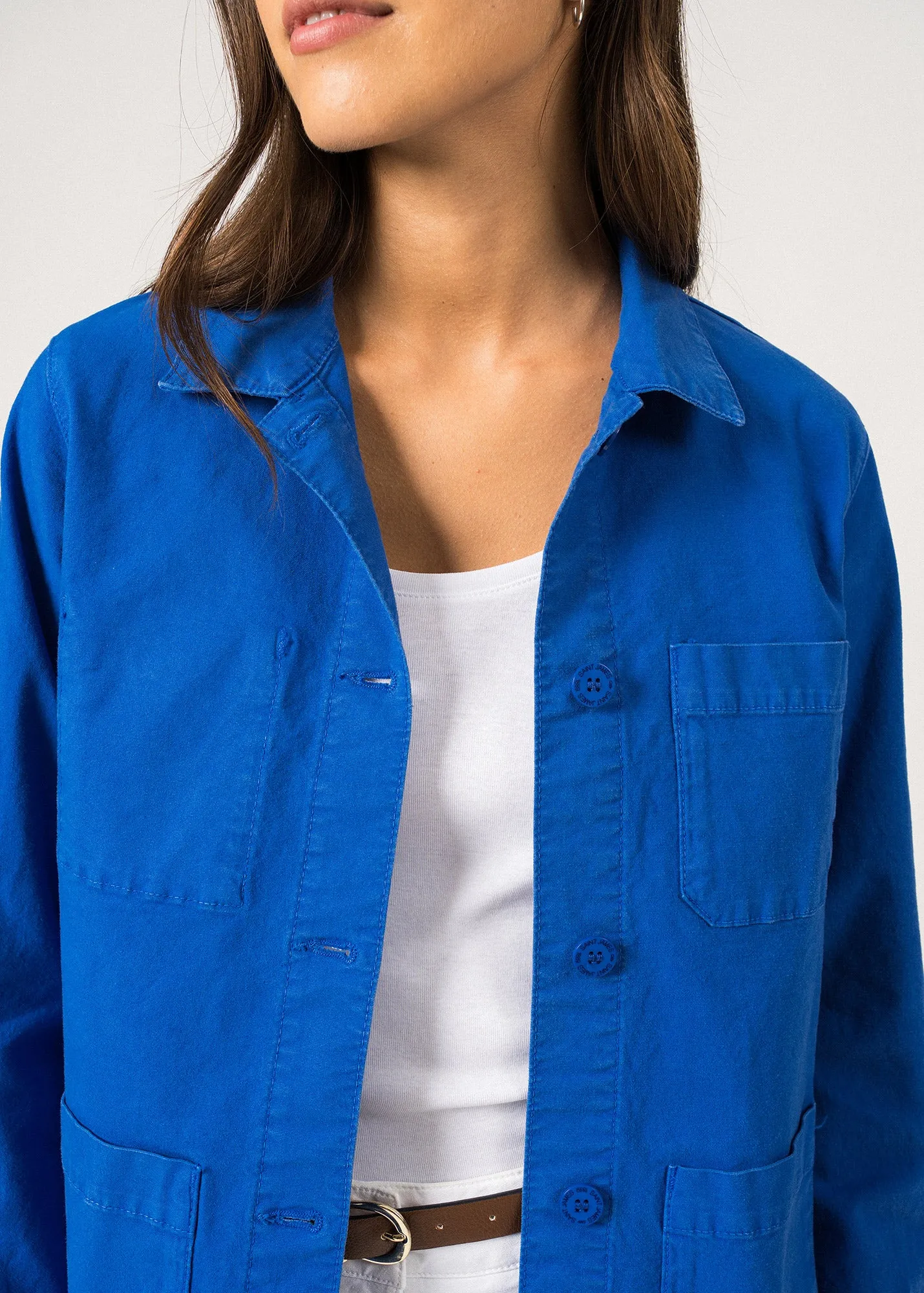 ALIZE - French Chore Jacket for Women | Workwear Cotton Canvas (MER BLUE)