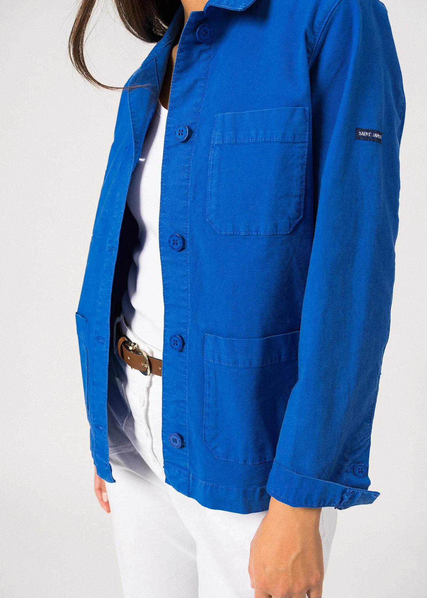 ALIZE - French Chore Jacket for Women | Workwear Cotton Canvas (MER BLUE)