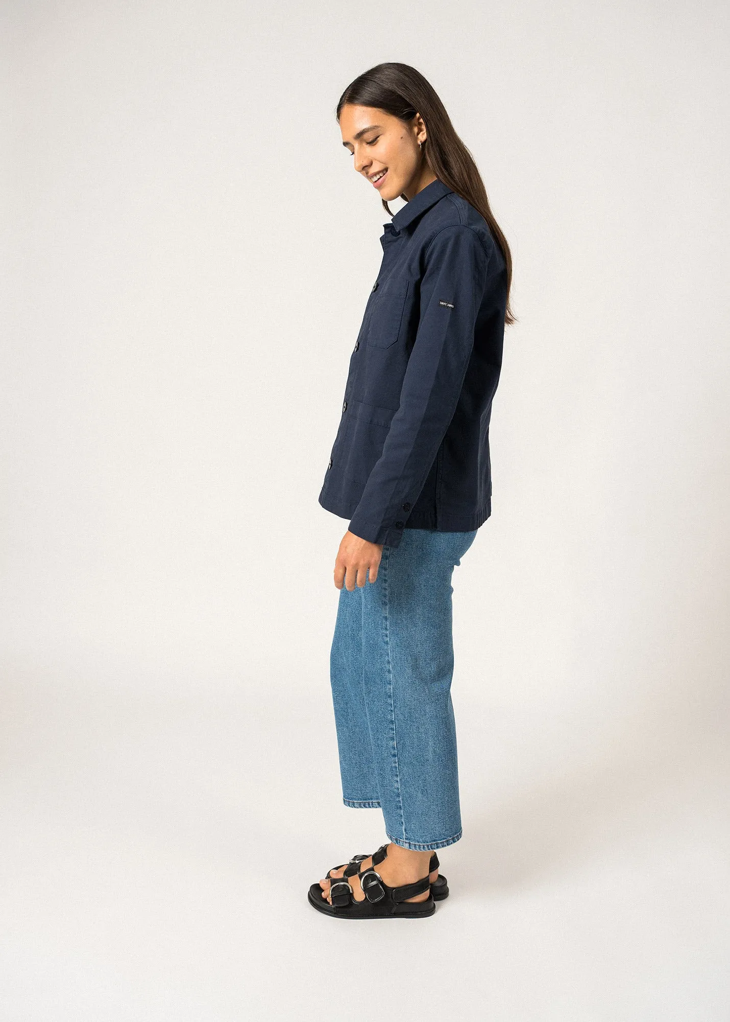 ALIZE - French Chore Jacket for Women | Workwear Cotton Canvas (NAVY)