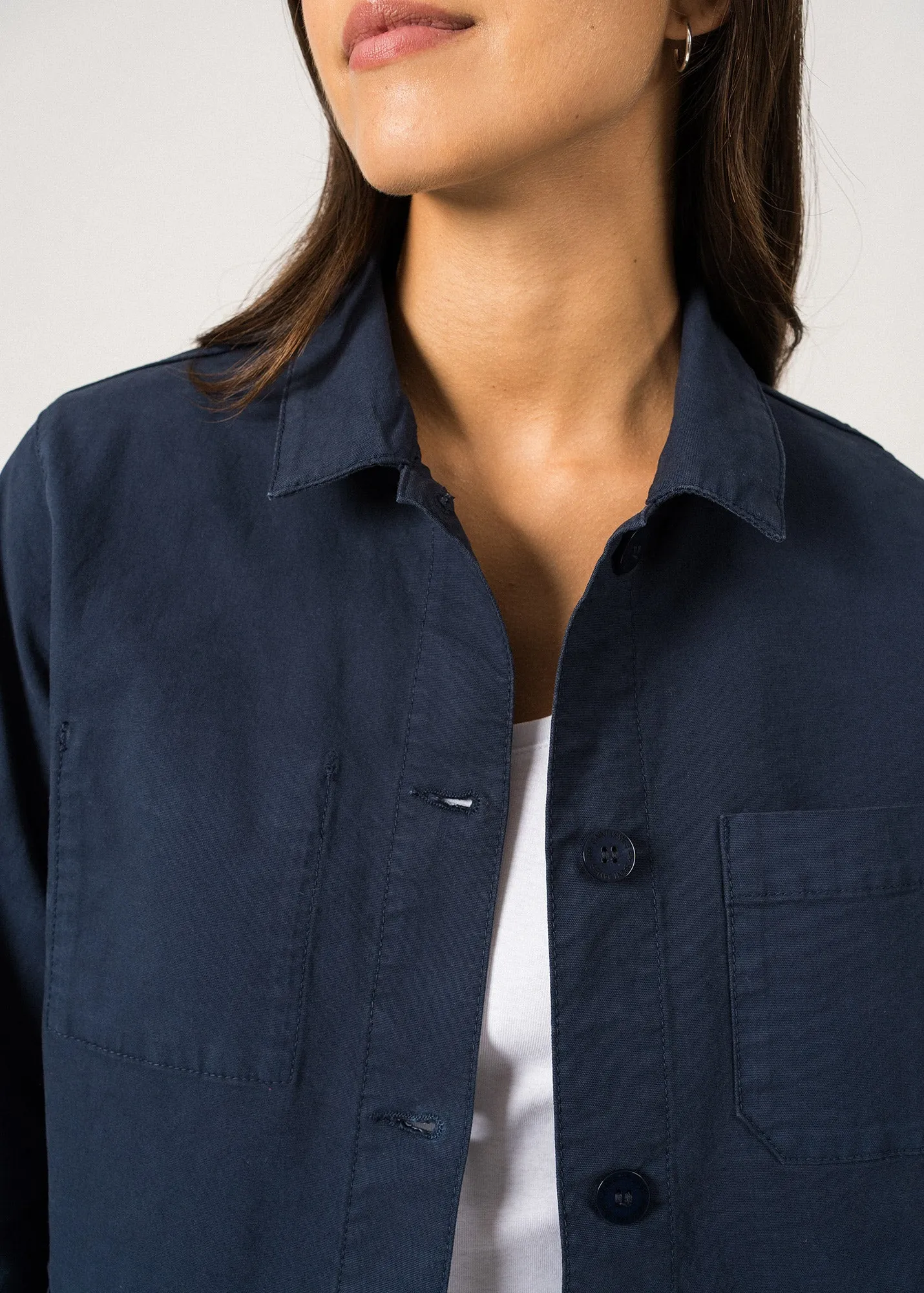 ALIZE - French Chore Jacket for Women | Workwear Cotton Canvas (NAVY)