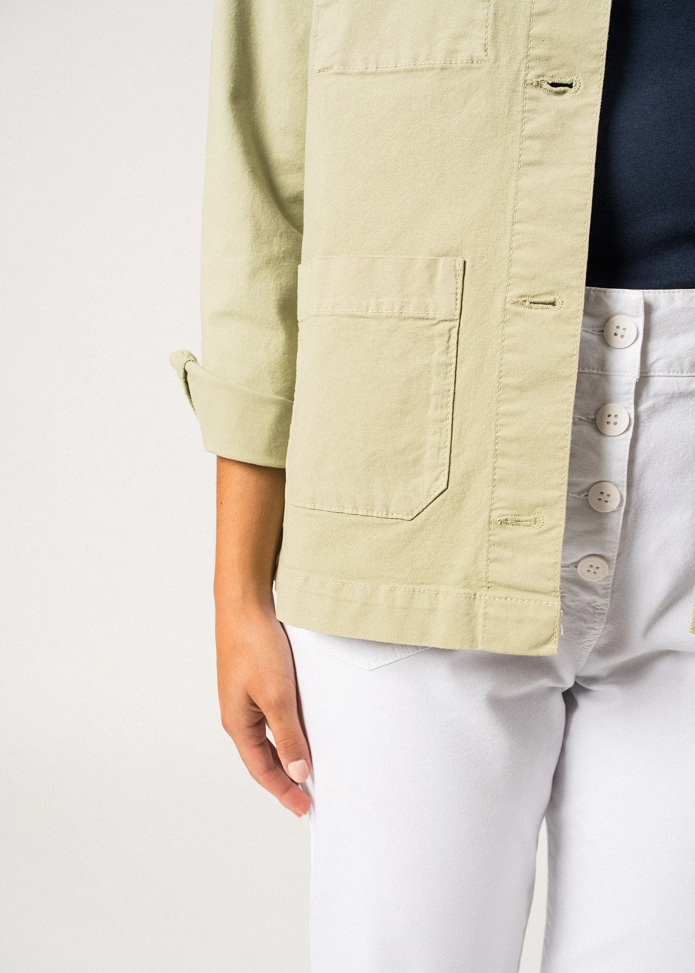 ALIZE - French Chore Jacket for Women | Workwear Cotton Canvas (SOFT ALMOND)