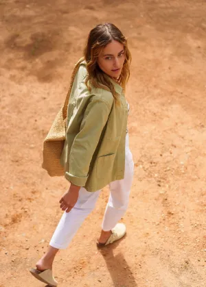 ALIZE - French Chore Jacket for Women | Workwear Cotton Canvas (SOFT ALMOND)