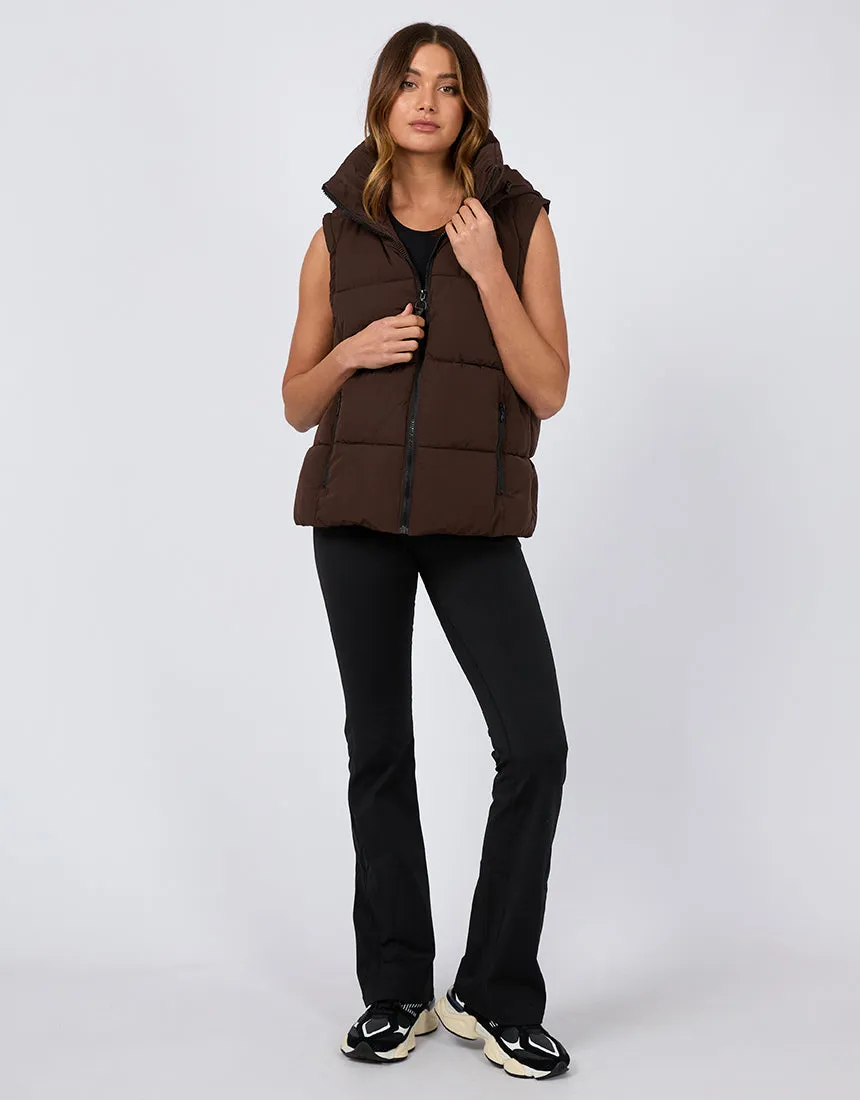 All About Eve Remi Luxe Puffer Vest Brown