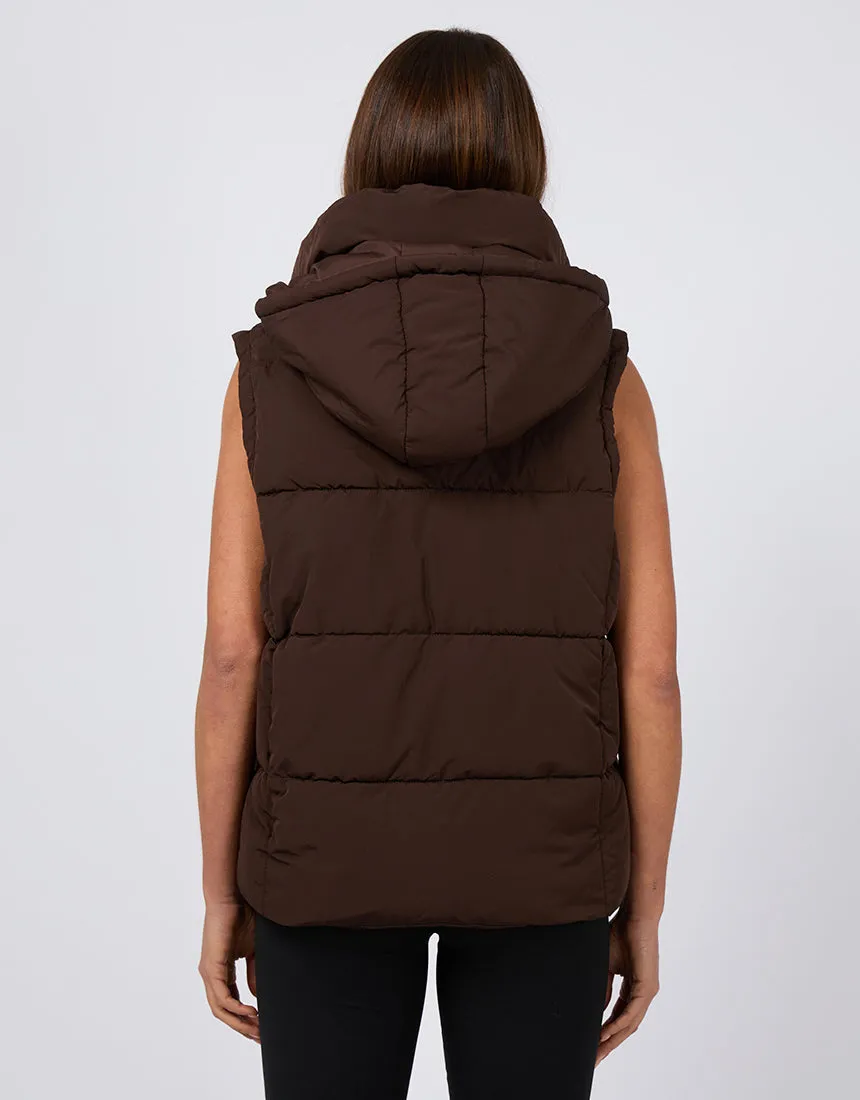 All About Eve Remi Luxe Puffer Vest Brown