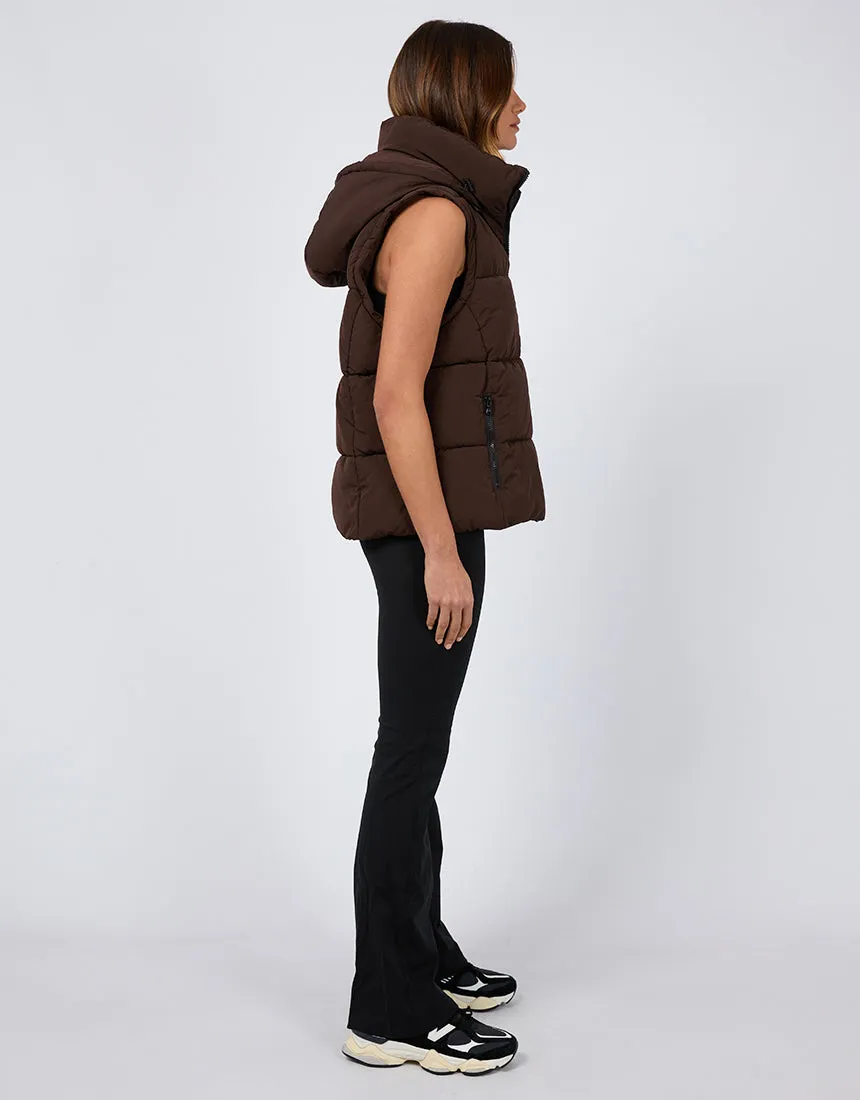 All About Eve Remi Luxe Puffer Vest Brown