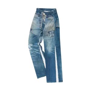 Andersson Bell Unisex Denim Trompe L'Oeil Mesh Pants Blue APA828U