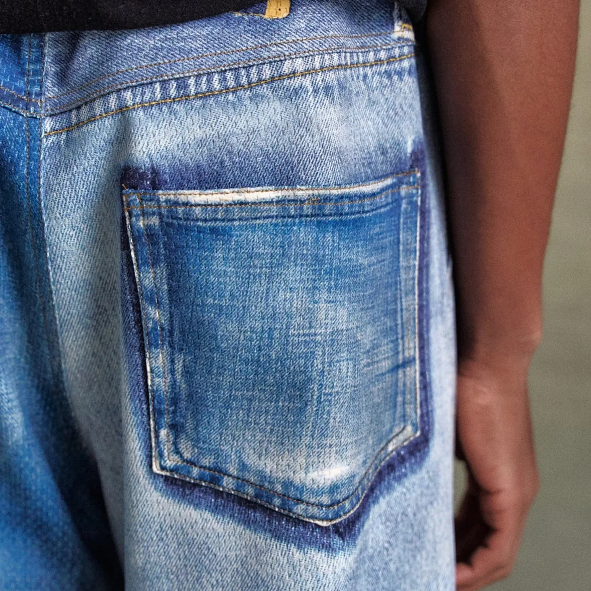 Andersson Bell Unisex Denim Trompe L'Oeil Mesh Pants Blue APA828U