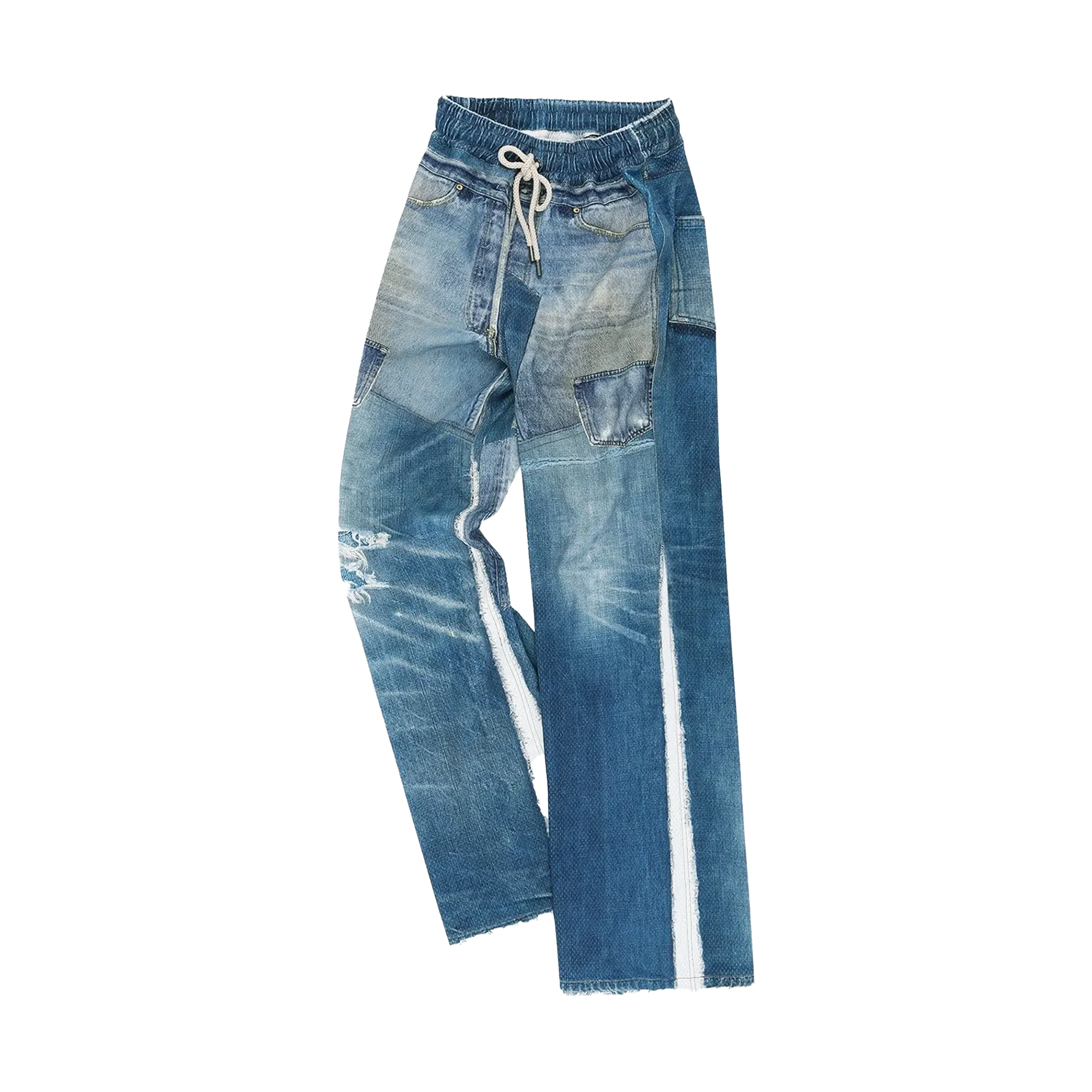 Andersson Bell Unisex Denim Trompe L'Oeil Mesh Pants Blue APA828U