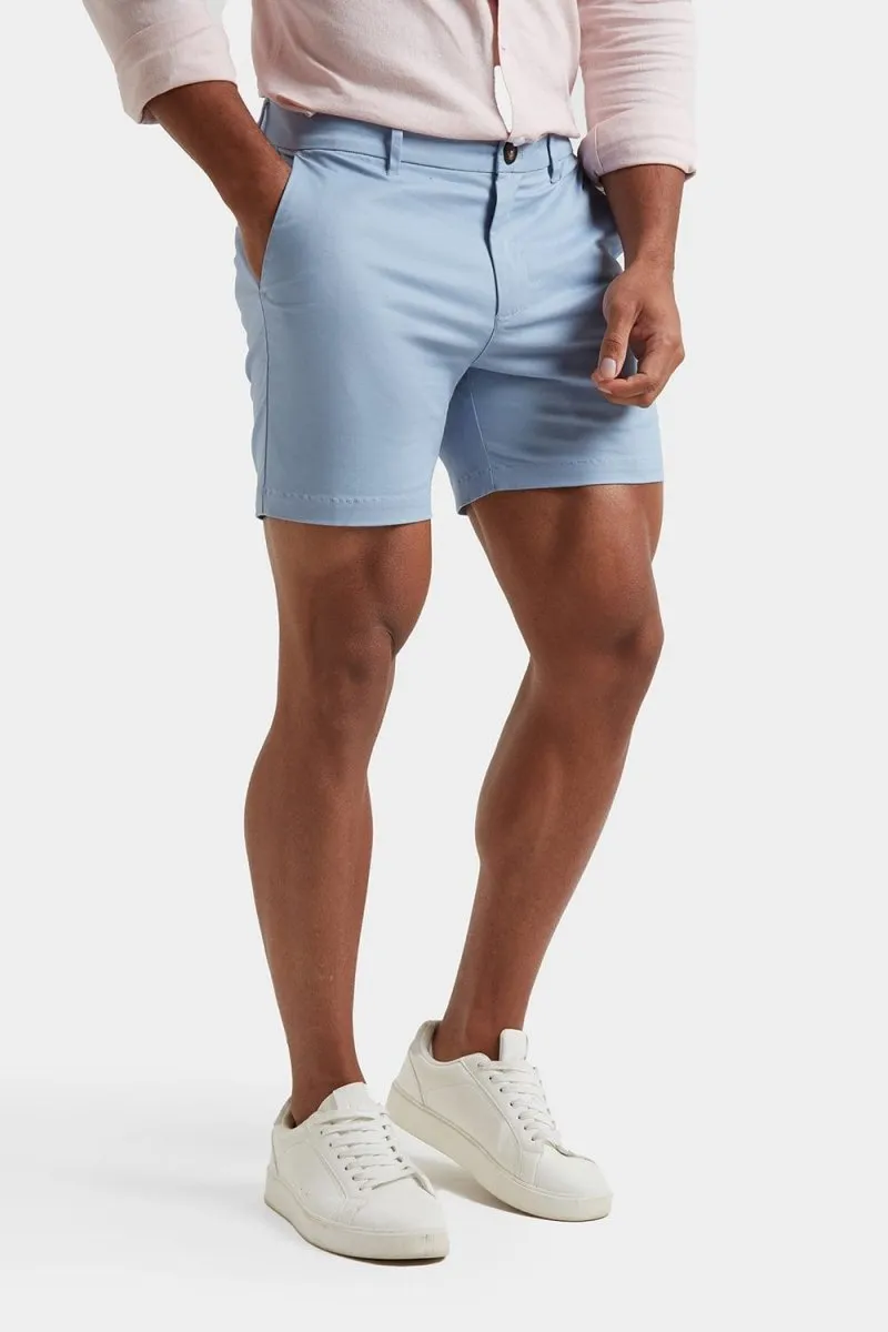 Athletic Fit Chino Shorts 5" in Soft Blue