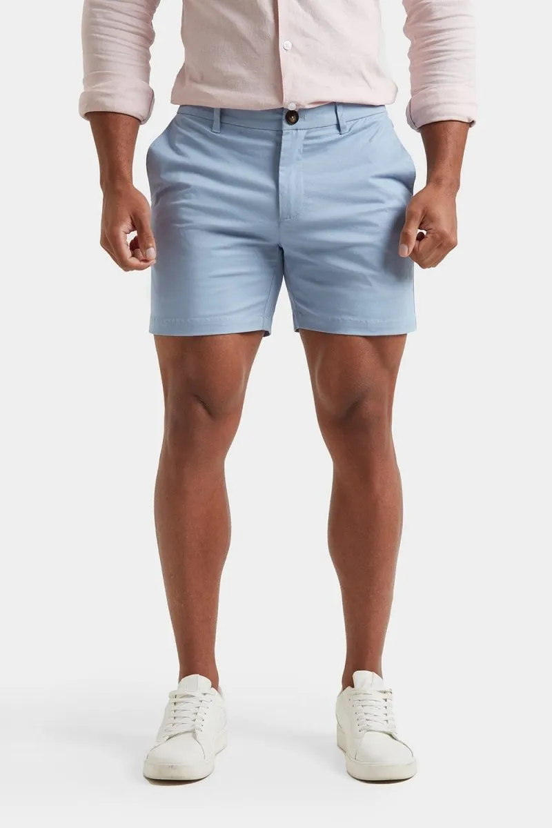 Athletic Fit Chino Shorts 5" in Soft Blue