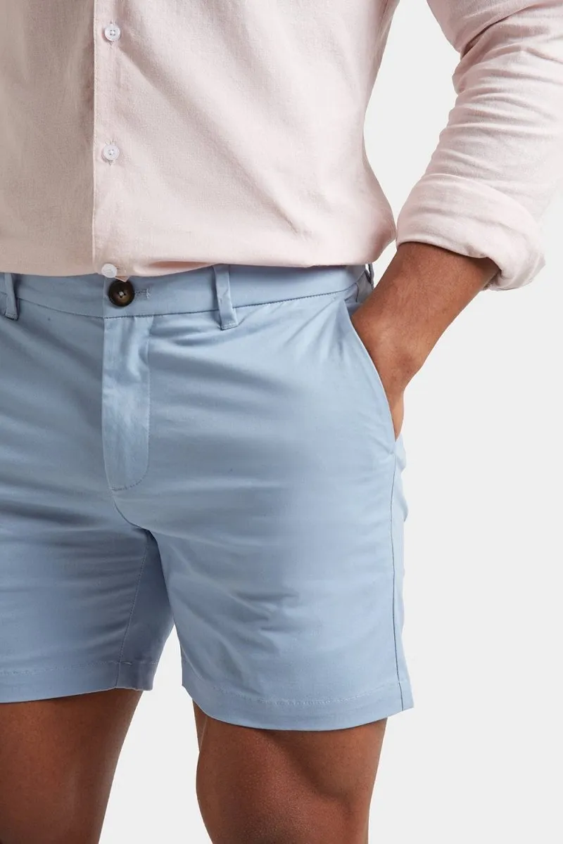 Athletic Fit Chino Shorts 5" in Soft Blue