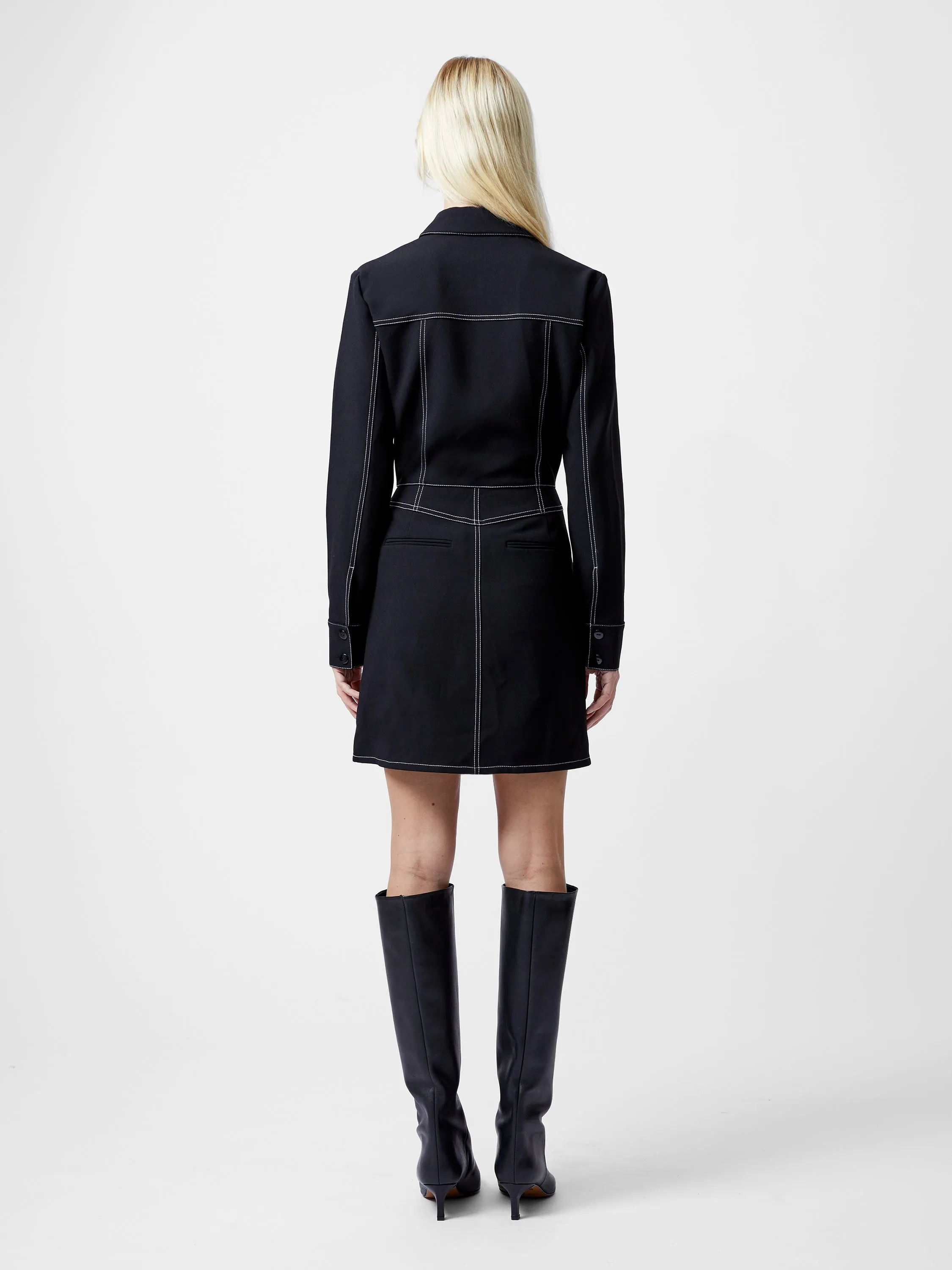 Azra Twill Contrast Stitching Mini Dress