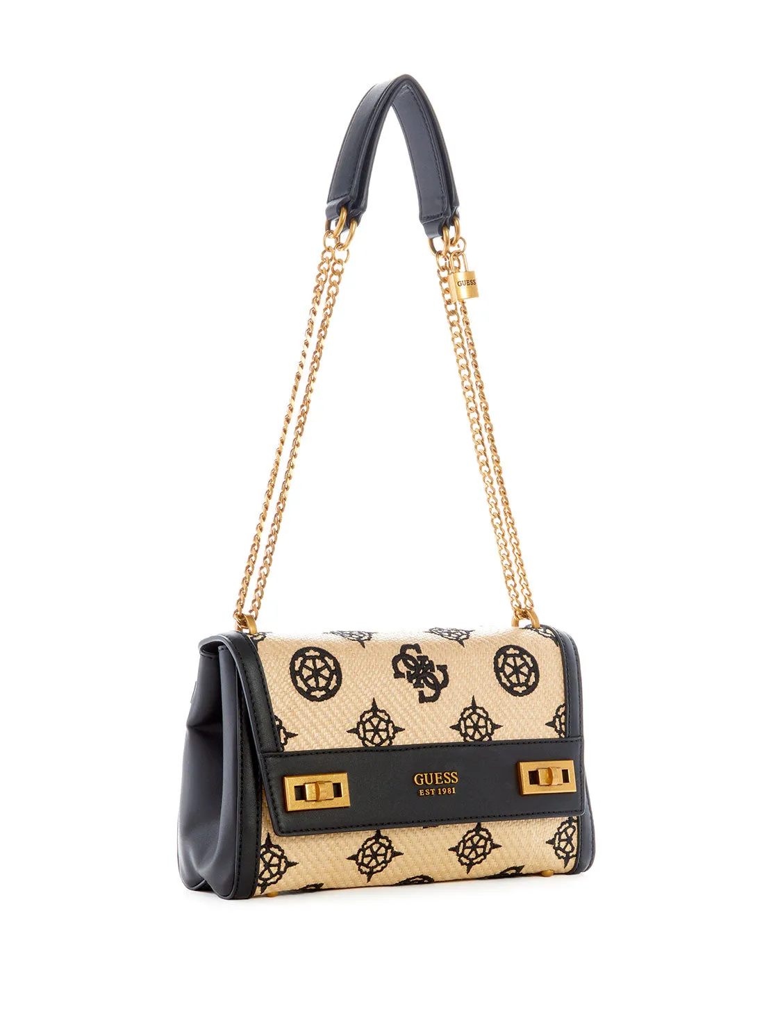 Black Katey Raffia Shoulder Bag