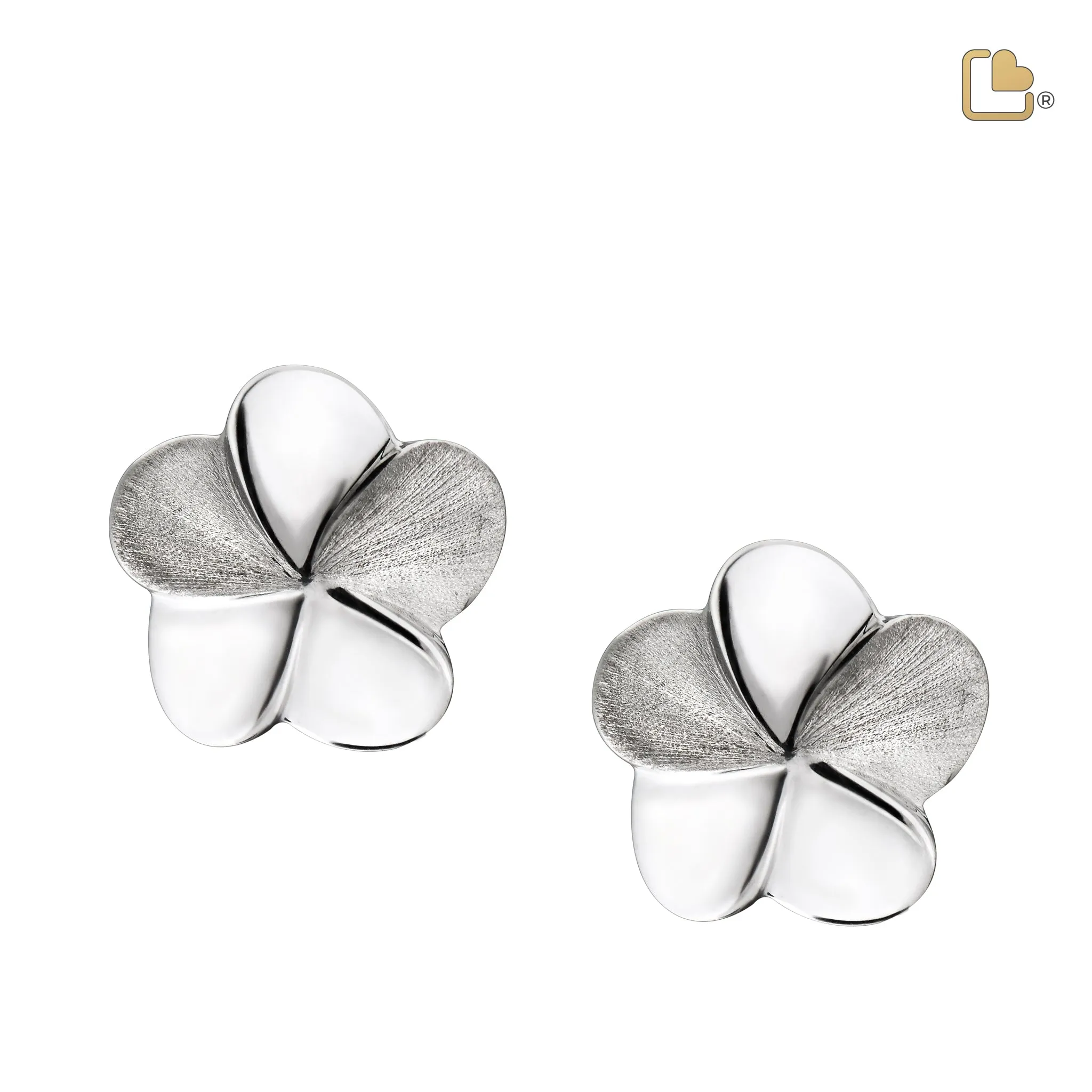 Bloom Rhodium Plated Two Tone Sterling Silver Stud Earrings