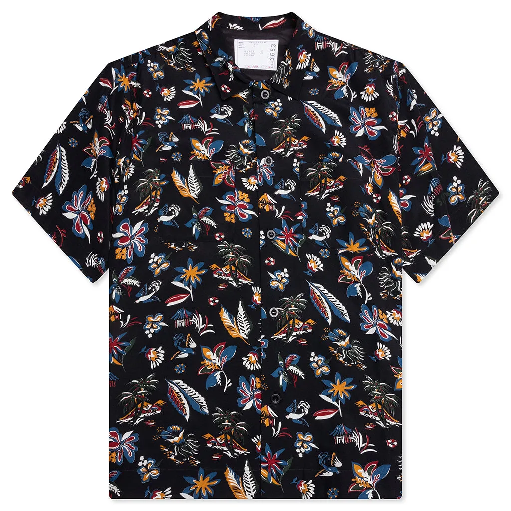 Car Race Tropical Print Shirt - Black/Tropical