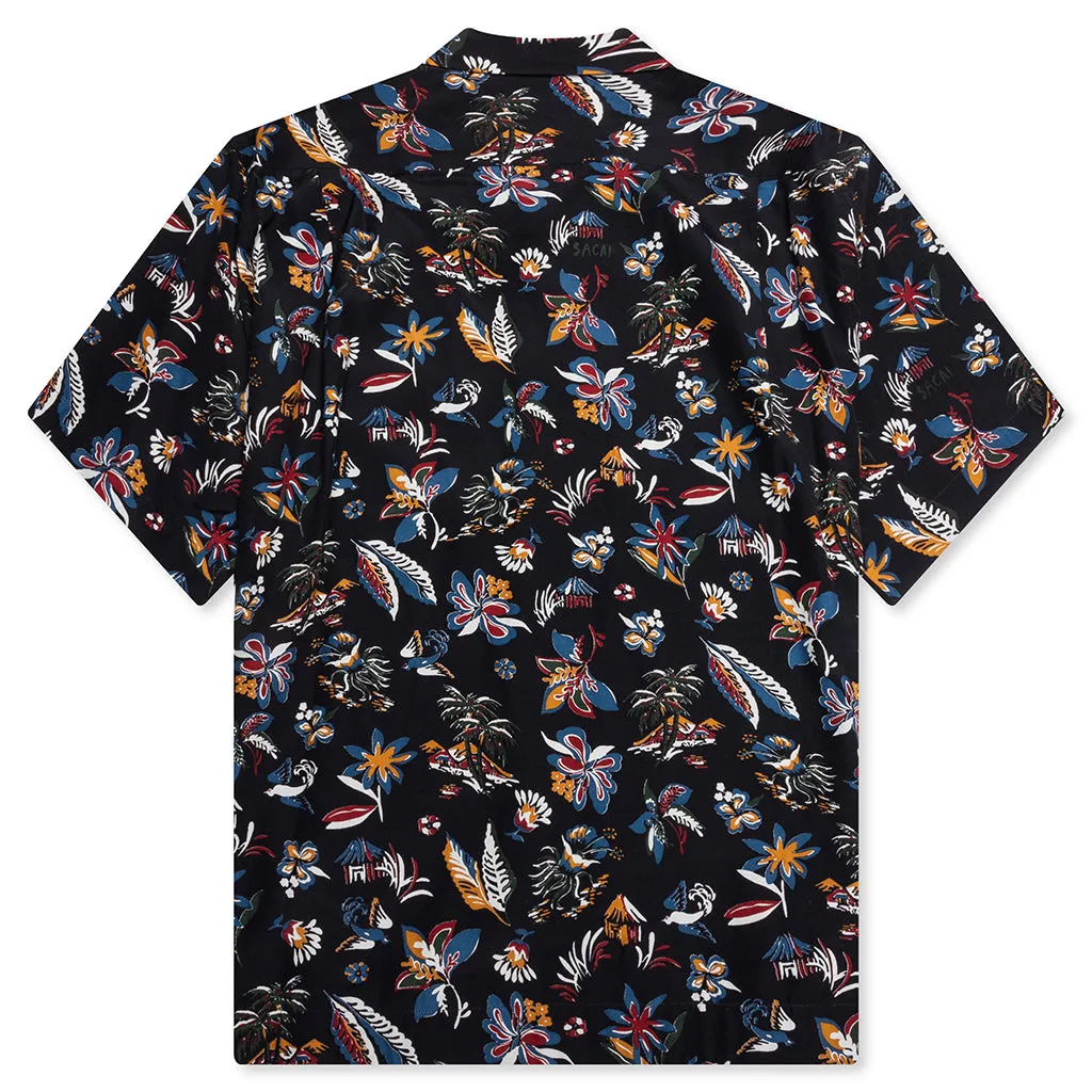Car Race Tropical Print Shirt - Black/Tropical