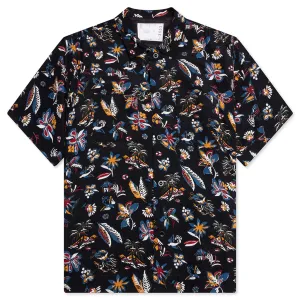 Car Race Tropical Print Shirt - Black/Tropical