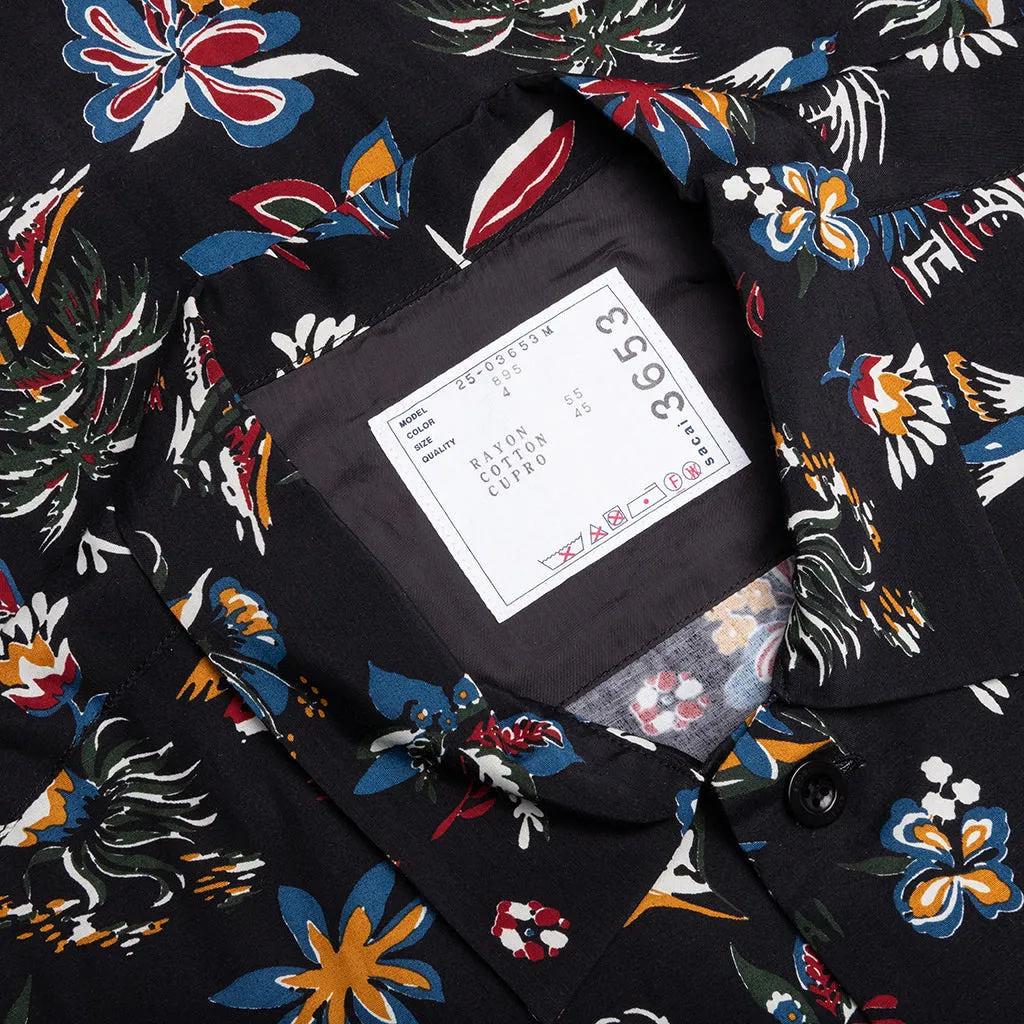 Car Race Tropical Print Shirt - Black/Tropical