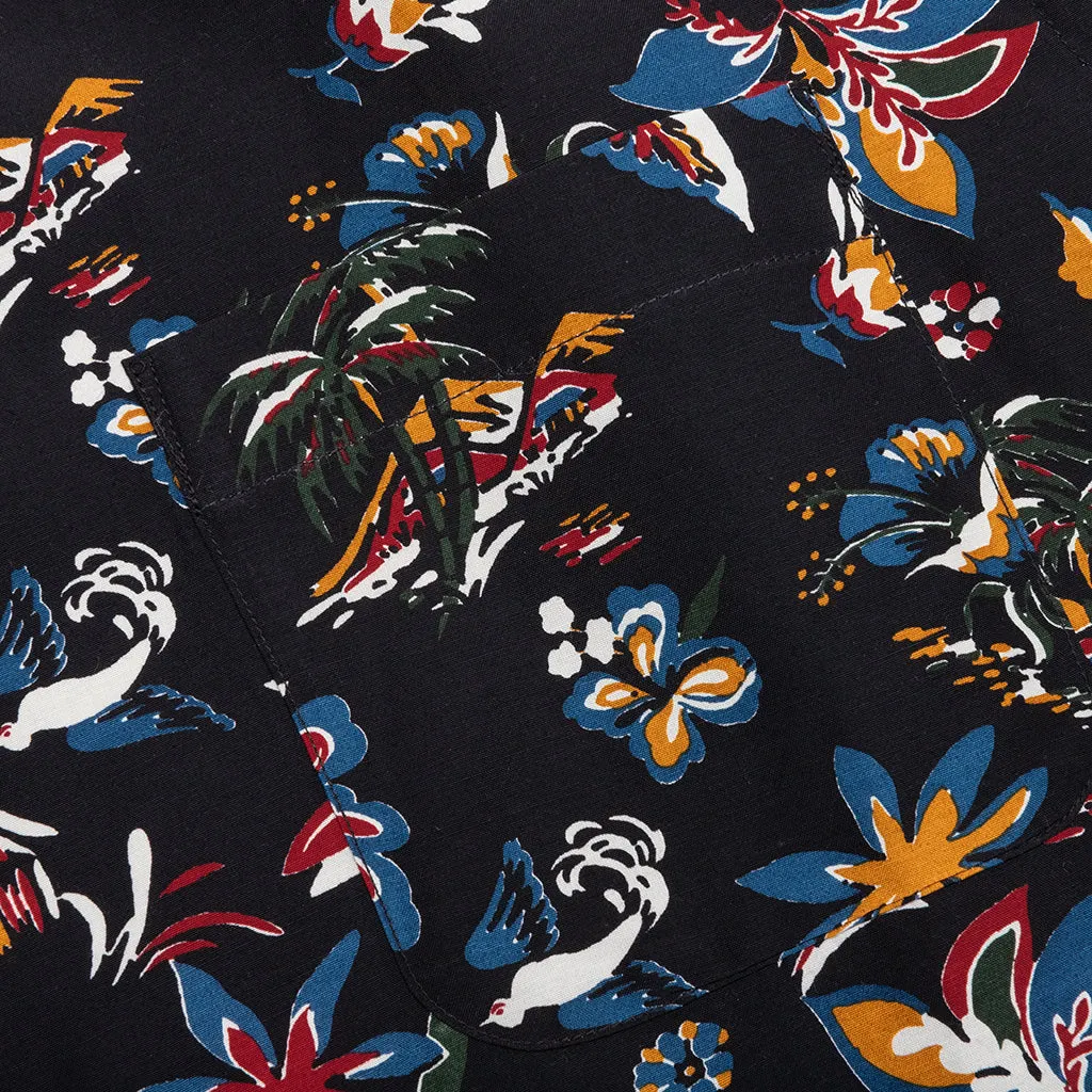 Car Race Tropical Print Shirt - Black/Tropical