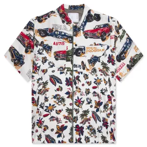 Car Race Tropical Print Shirt - Ivory