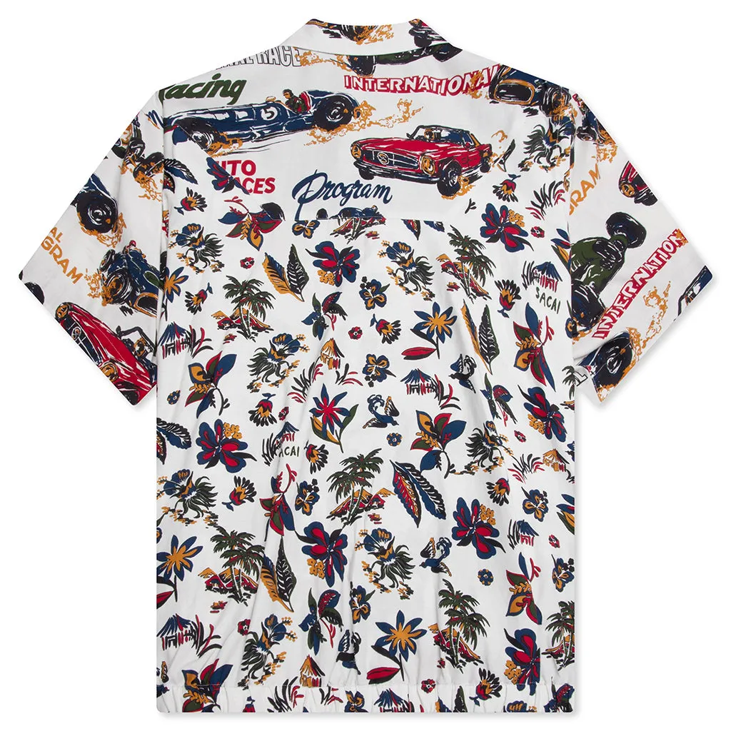 Car Race Tropical Print Shirt - Ivory