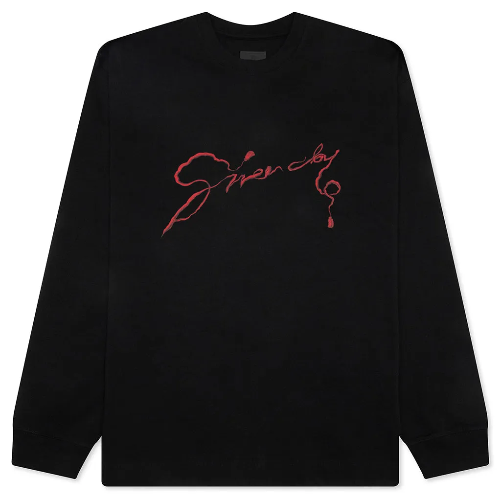 Chandelier and Snake Print Long Sleeve T-Shirt - Black