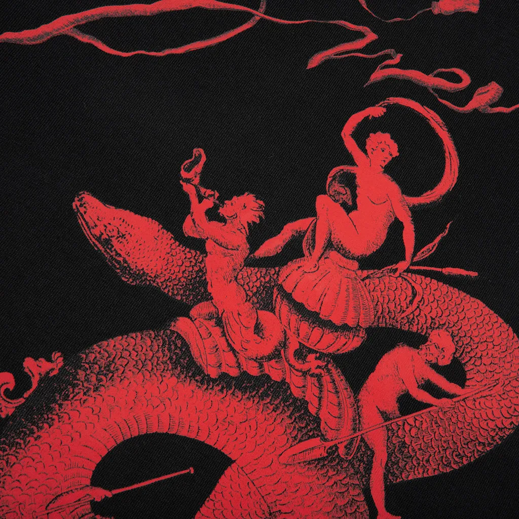 Chandelier and Snake Print Long Sleeve T-Shirt - Black