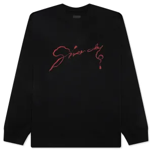 Chandelier and Snake Print Long Sleeve T-Shirt - Black