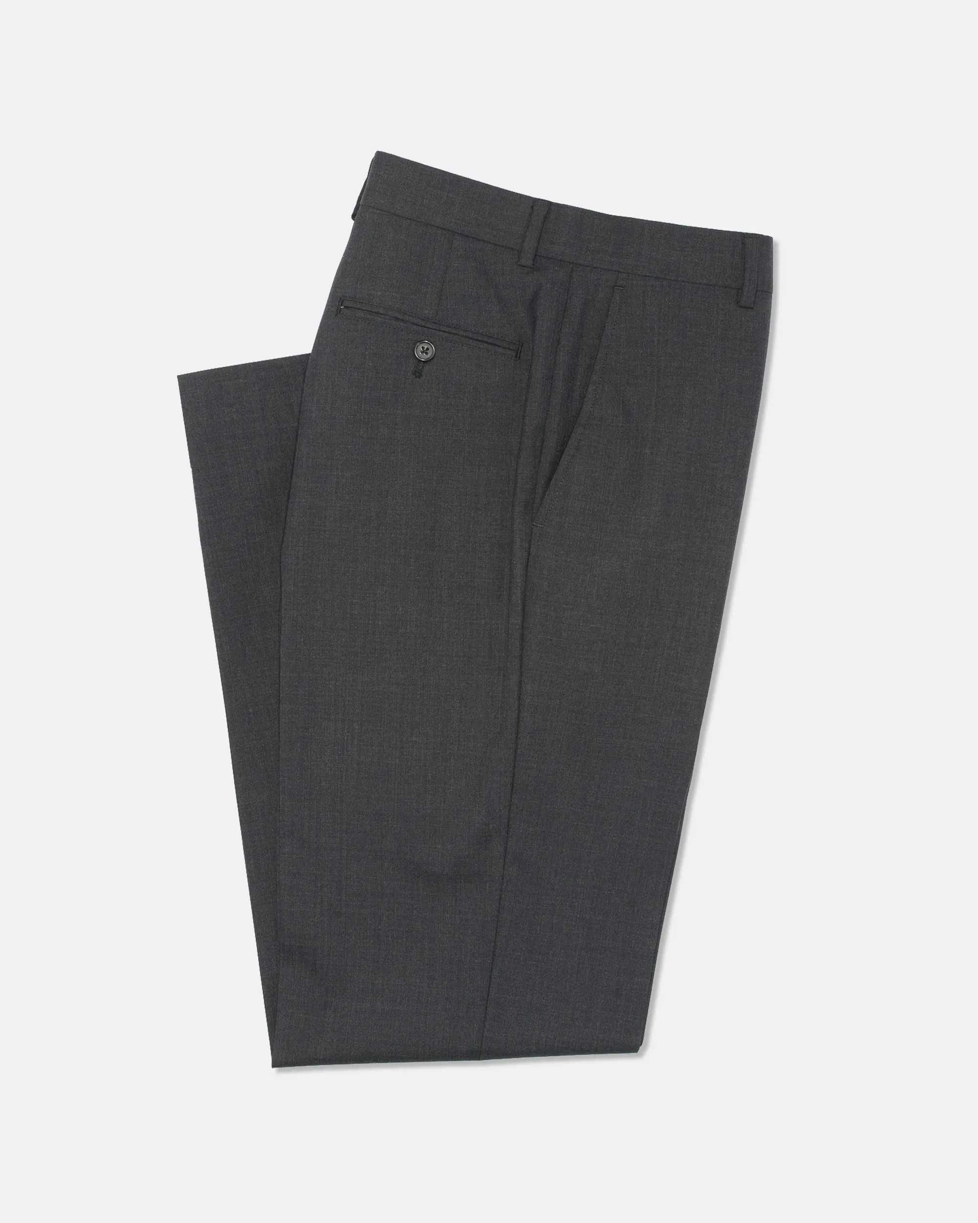 CHARCOAL GREY TROPICAL WOOL TROUSERS