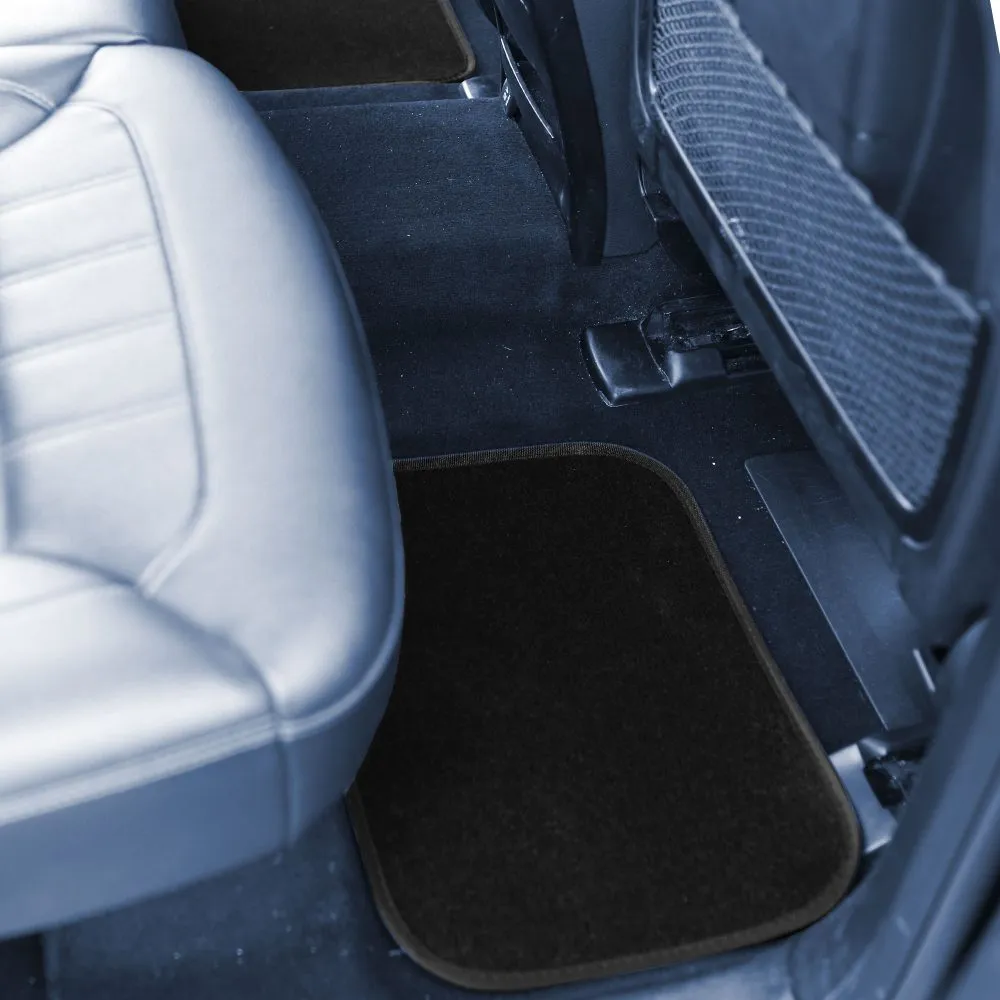 Color-Block Carpet Liners Non-Slip Car Floor Mats with Faux Leather Accents - Full Set Black